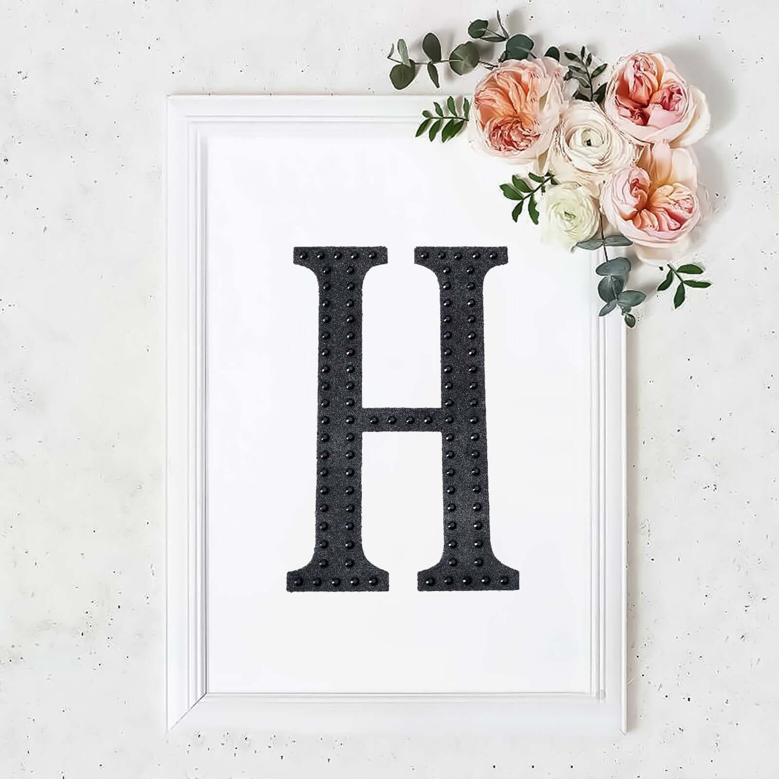 Decorative Rhinestone Alphabet "H" Letter Stickers, Glitter Adhesive Craft Letters Black DIY Sparkle Embellishments 8" - Image 10