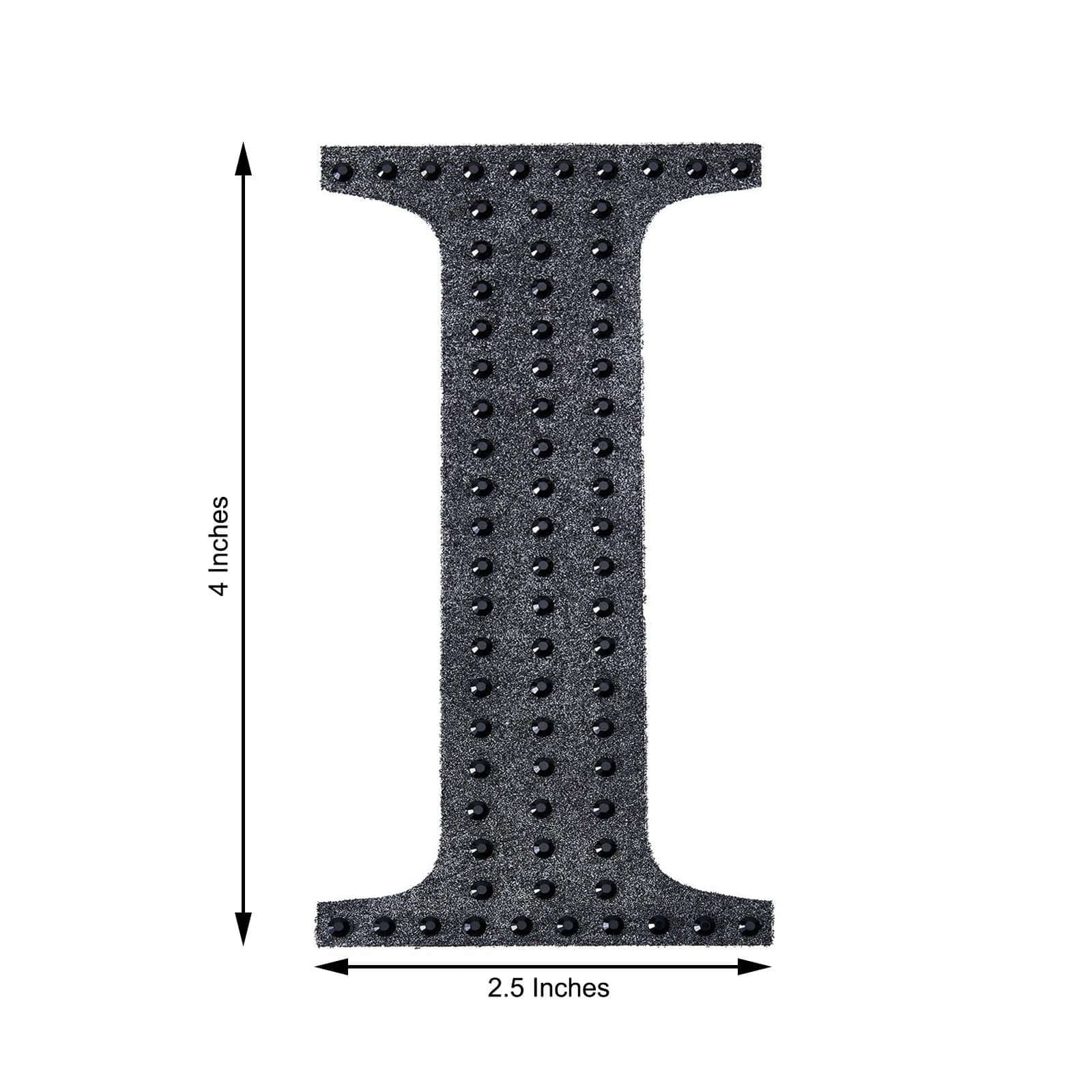 Decorative Rhinestone Alphabet "I" Letter Stickers 4", Black Glitter Adhesive Craft Letters - DIY Sparkle Embellishments - Image 3