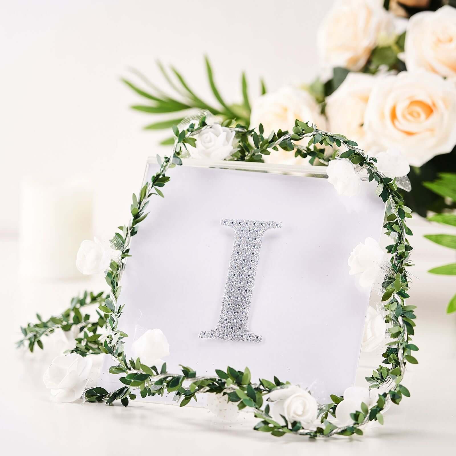 Decorative Rhinestone Alphabet "I" Letter Stickers 4", Silver Glitter Adhesive Craft Letters - DIY Sparkle Embellishments - Image 2