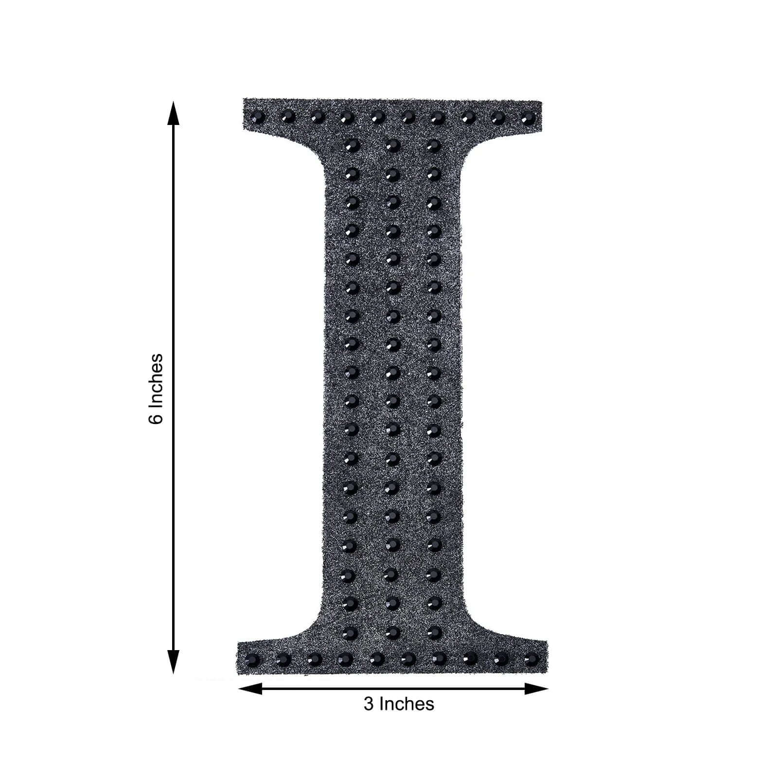 Decorative Rhinestone Alphabet "I" Letter Stickers 6", Black Glitter Adhesive Craft Letters - DIY Sparkle Embellishments - Image 3