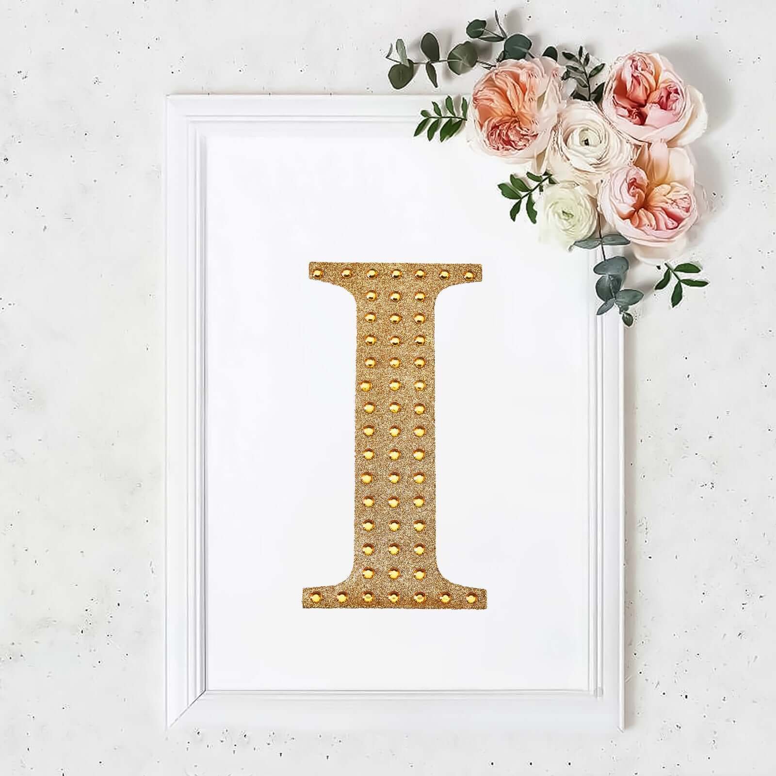 Decorative Rhinestone Alphabet "I" Letter Stickers 8", Gold Glitter Adhesive Craft Letters - DIY Sparkle Embellishments - Image 11