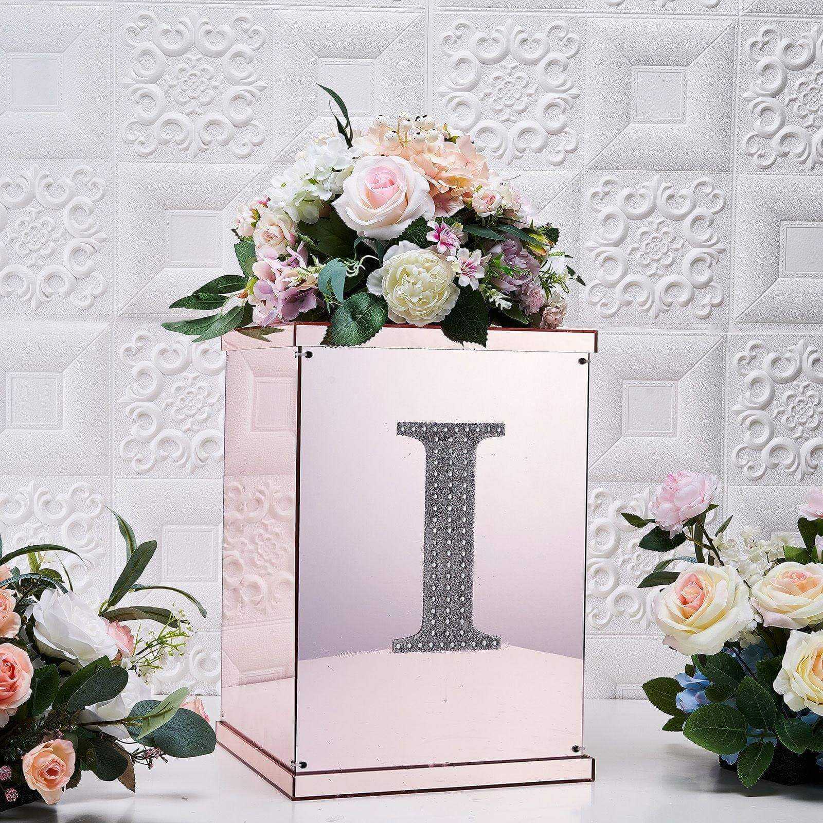 Decorative Rhinestone Alphabet "I" Letter Stickers 8", Silver Glitter Adhesive Craft Letters - DIY Sparkle Embellishments - Image 2