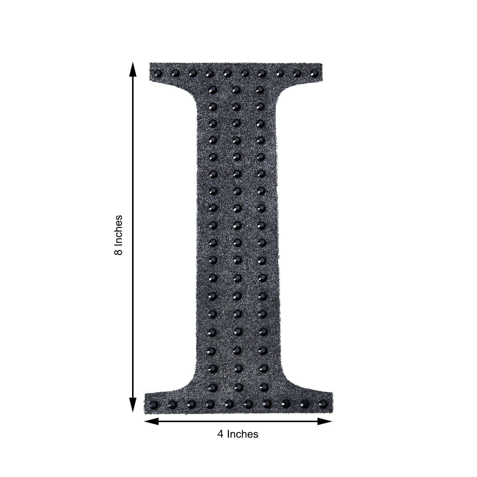 Decorative Rhinestone Alphabet "I" Letter Stickers, Glitter Adhesive Craft Letters Black DIY Sparkle Embellishments 8" - Image 3