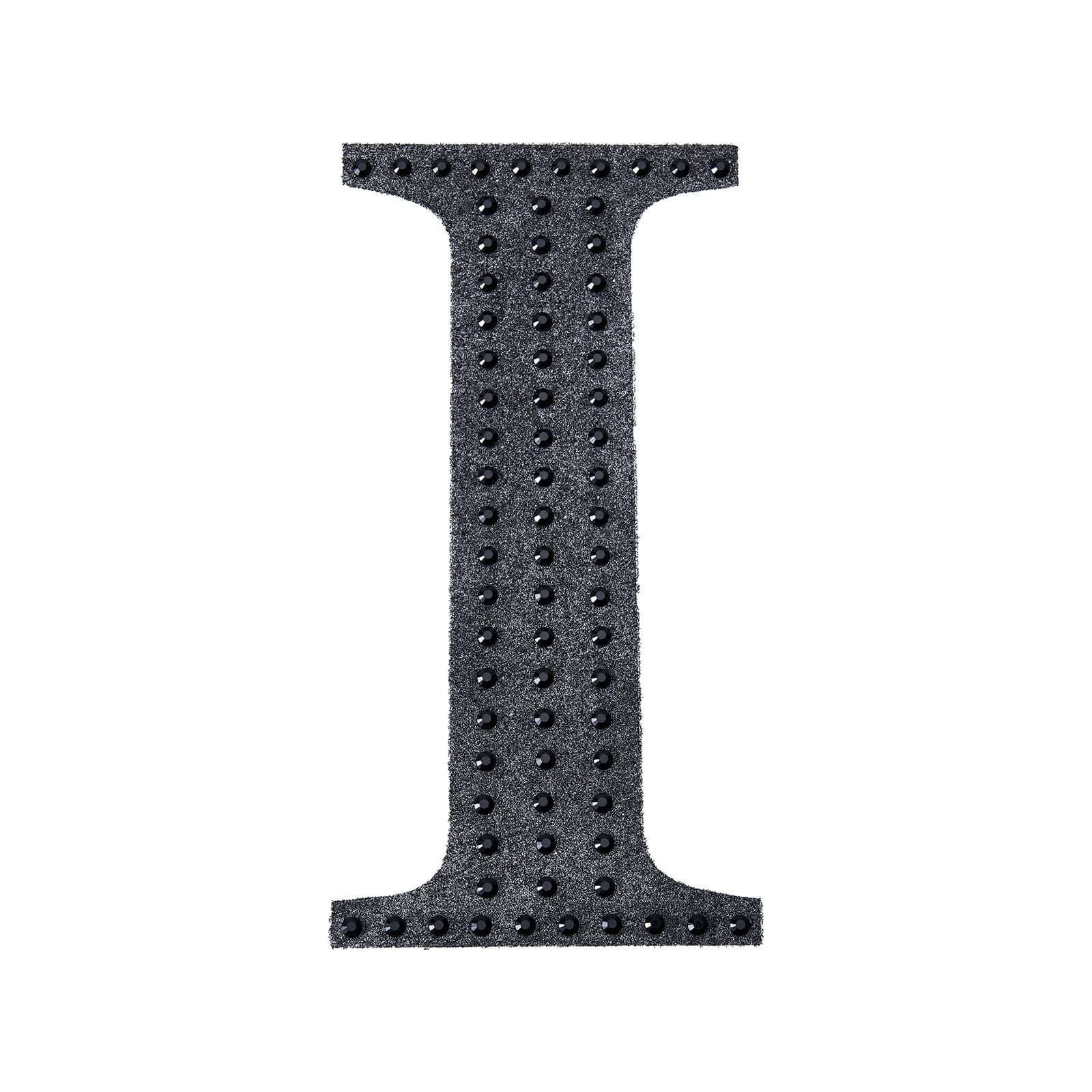 Decorative Rhinestone Alphabet "I" Letter Stickers, Glitter Adhesive Craft Letters Black DIY Sparkle Embellishments 8" - Image 6