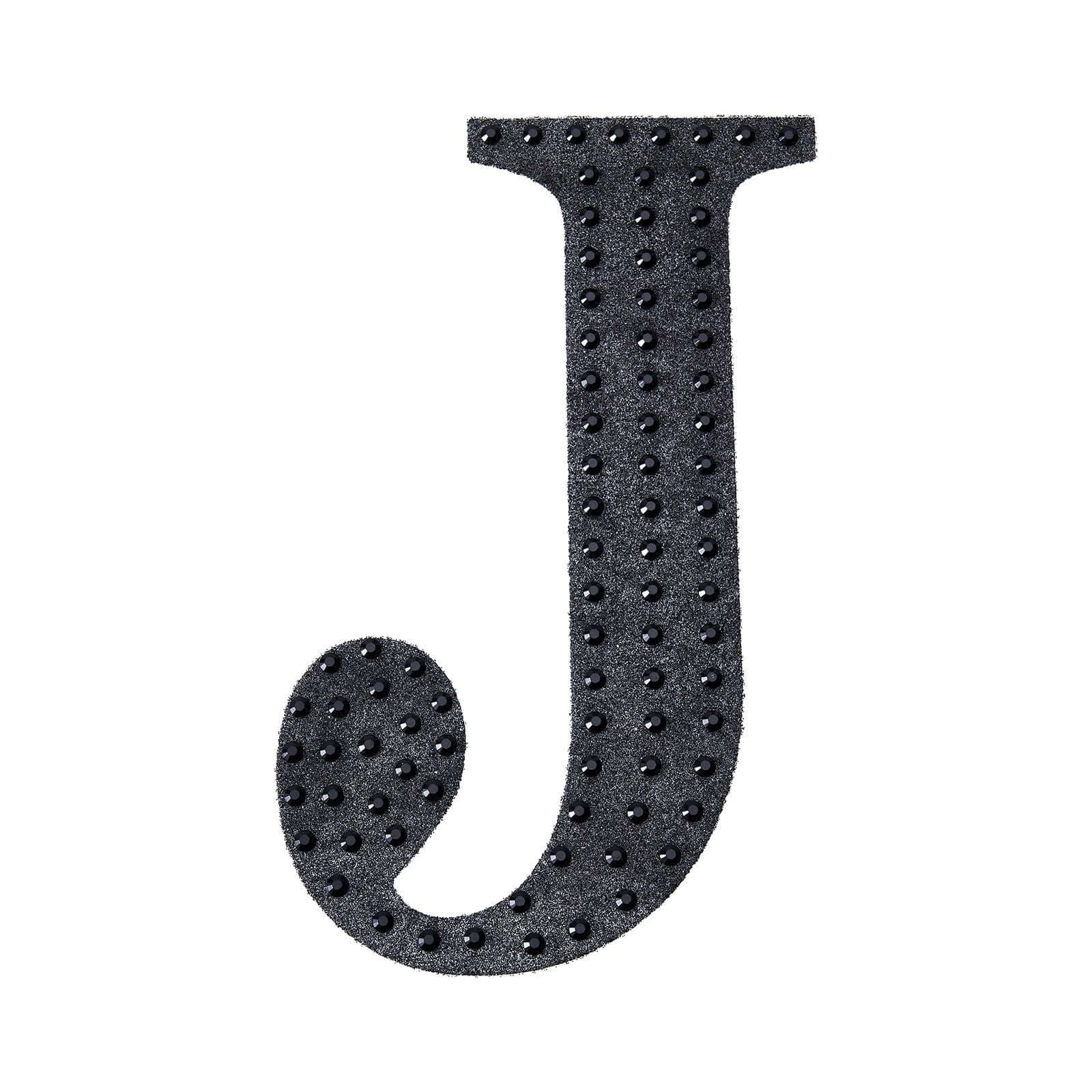 Decorative Rhinestone Alphabet "J" Letter Stickers 4", Black Glitter Adhesive Craft Letters - DIY Sparkle Embellishments - Image 6
