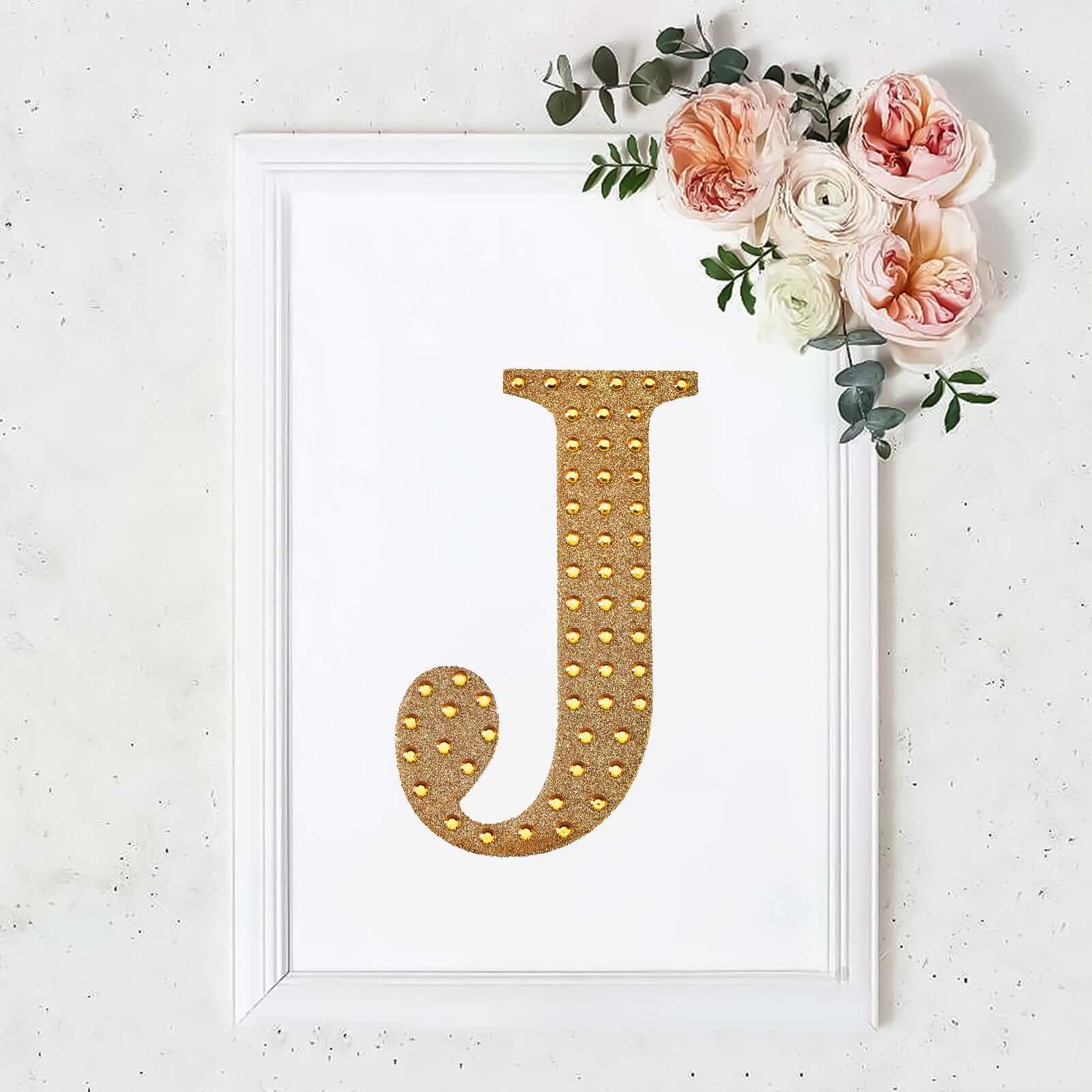 Decorative Rhinestone Alphabet "J" Letter Stickers 8", Gold Glitter Adhesive Craft Letters - DIY Sparkle Embellishments - Image 11