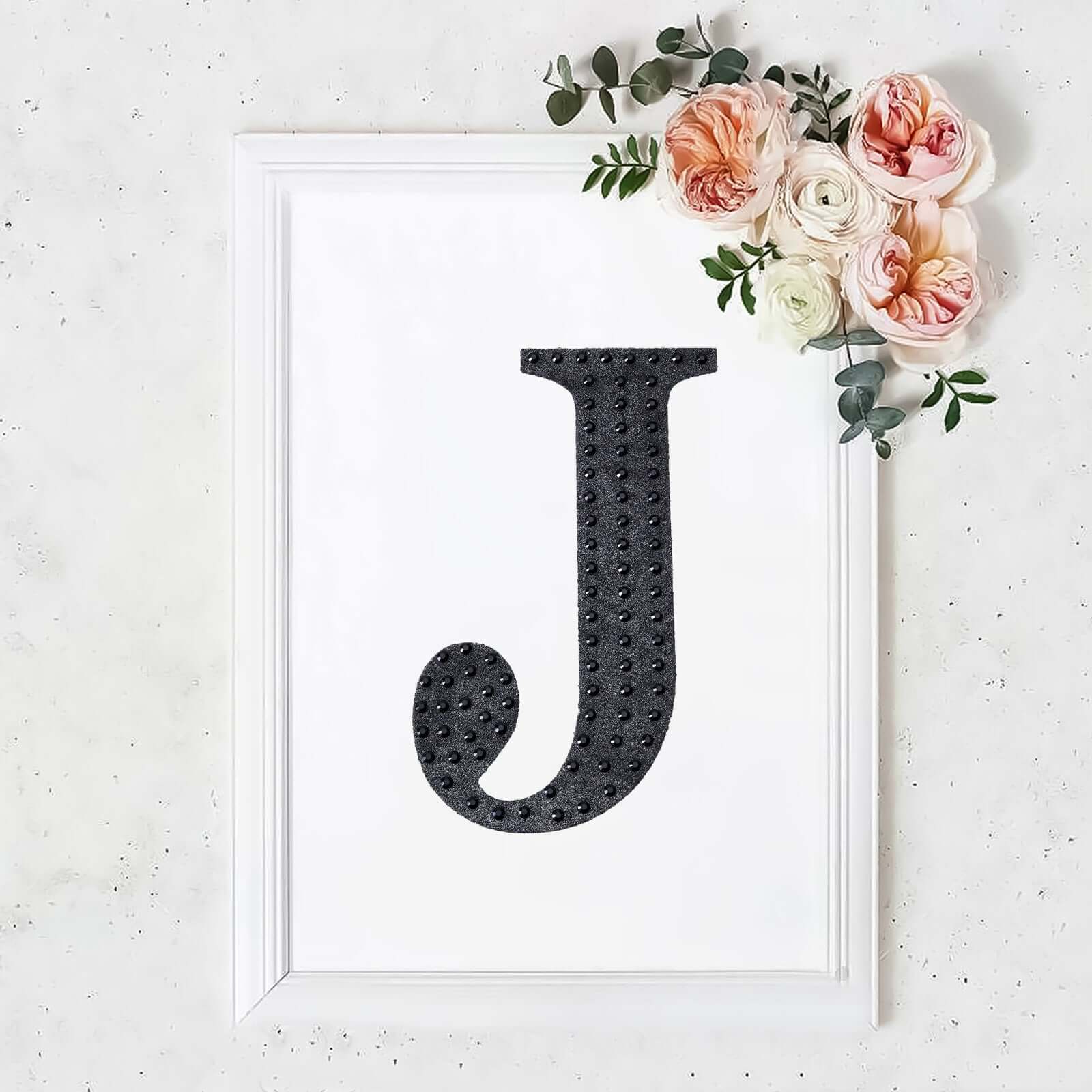 Decorative Rhinestone Alphabet "J" Letter Stickers, Glitter Adhesive Craft Letters Black DIY Sparkle Embellishments 8" - Image 10