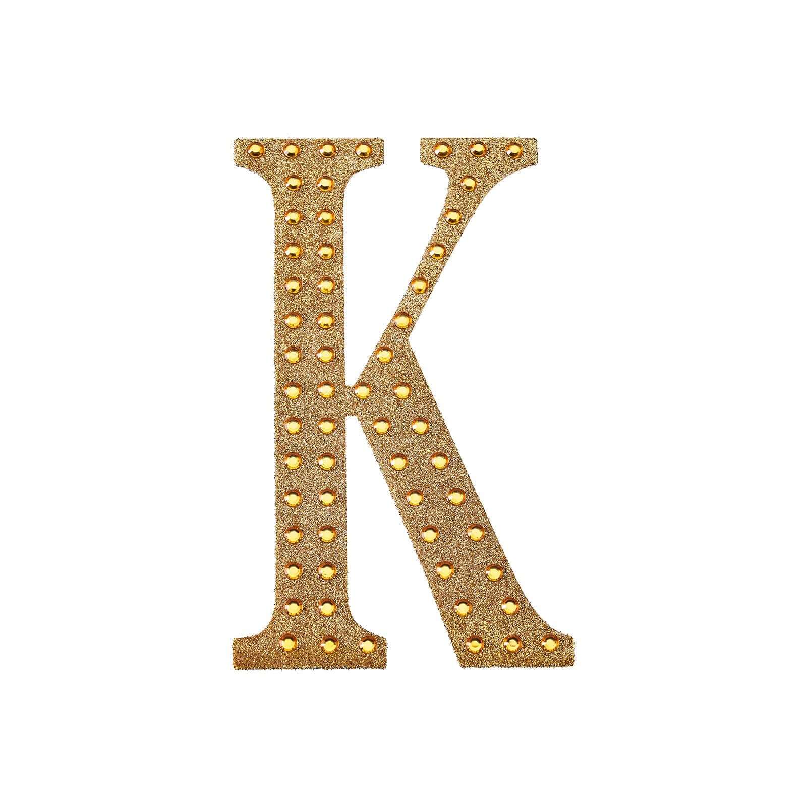 Decorative Rhinestone Alphabet "K" Letter Stickers 6", Gold Glitter Adhesive Craft Letters - DIY Sparkle Embellishments - Image 6