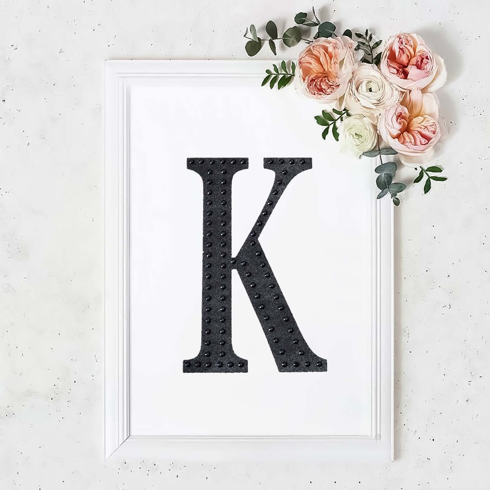 Decorative Rhinestone Alphabet "K" Letter Stickers, Glitter Adhesive Craft Letters Black DIY Sparkle Embellishments 8" - Image 10
