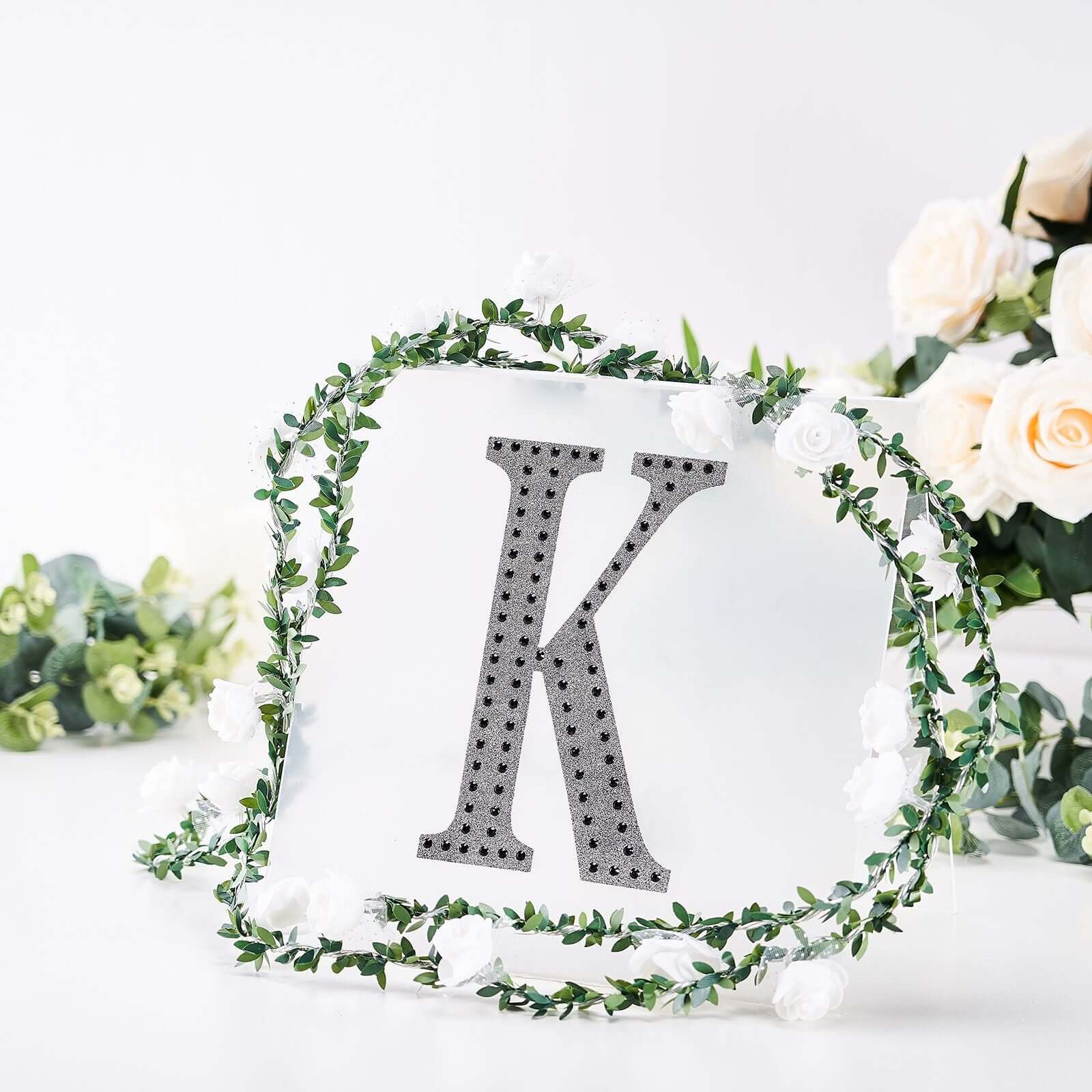 Decorative Rhinestone Alphabet "K" Letter Stickers, Glitter Adhesive Craft Letters Black DIY Sparkle Embellishments 8" - Image 7