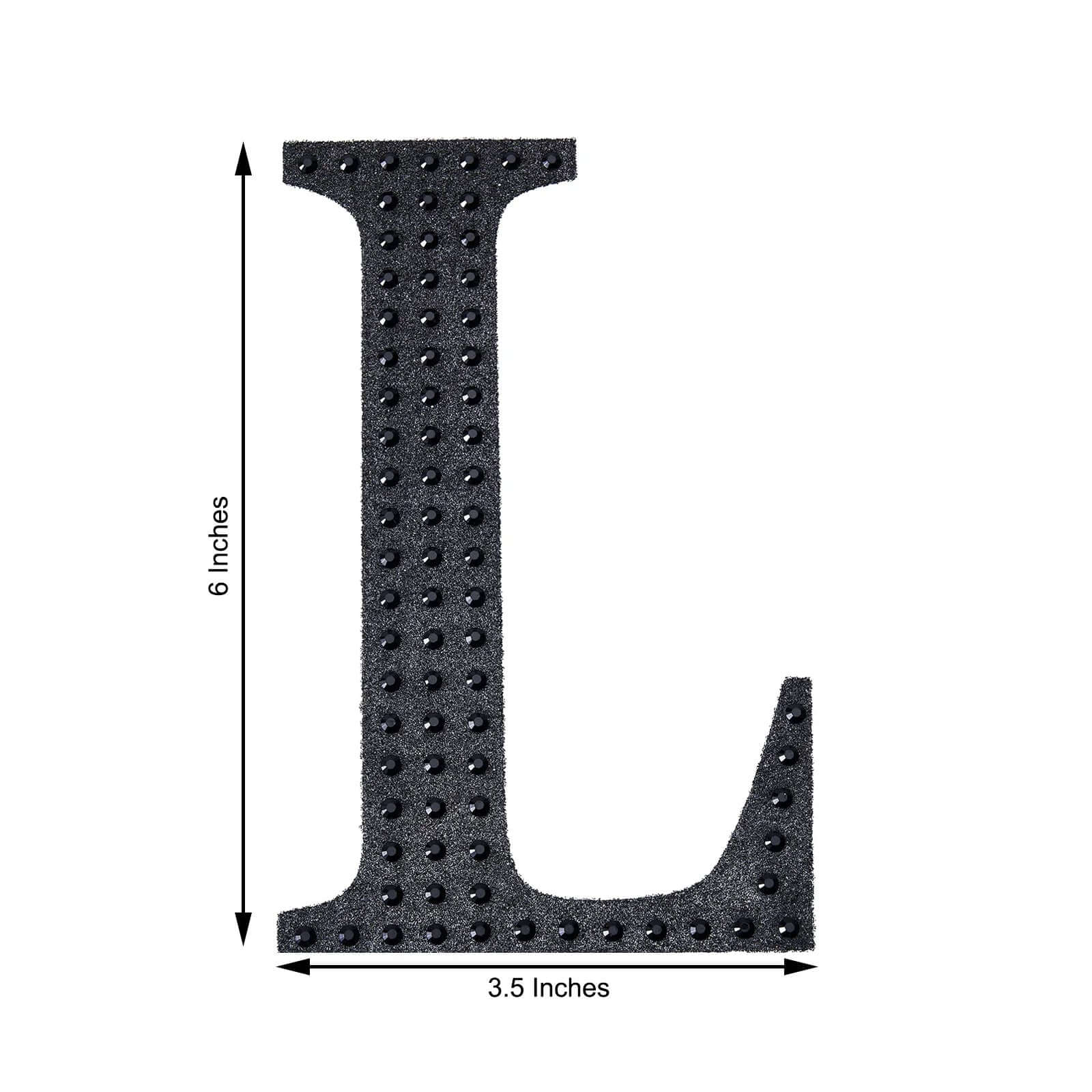 Decorative Rhinestone Alphabet "L" Letter Stickers 6", Black Glitter Adhesive Craft Letters - DIY Sparkle Embellishments - Image 3