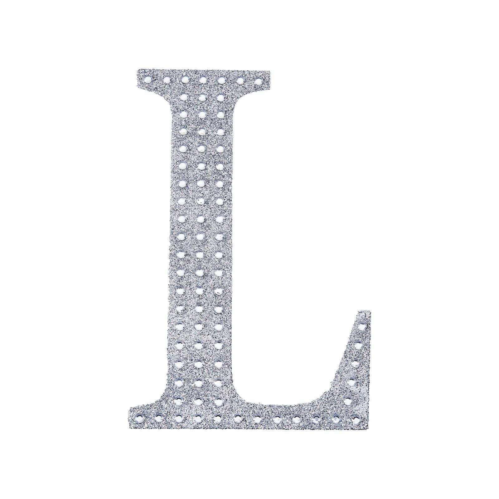 Decorative Rhinestone Alphabet "L" Letter Stickers 6", Silver Glitter Adhesive Craft Letters - DIY Sparkle Embellishments - Image 6