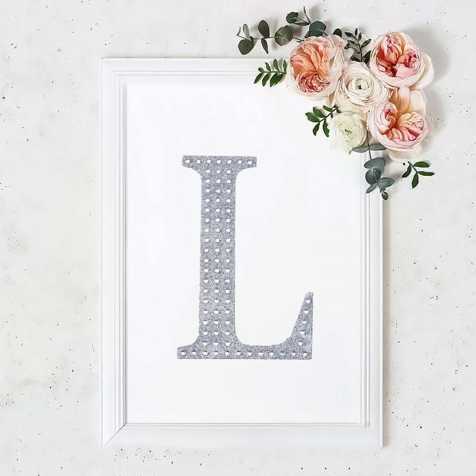 Decorative Rhinestone Alphabet "L" Letter Stickers 8", Silver Glitter Adhesive Craft Letters - DIY Sparkle Embellishments - Image 11