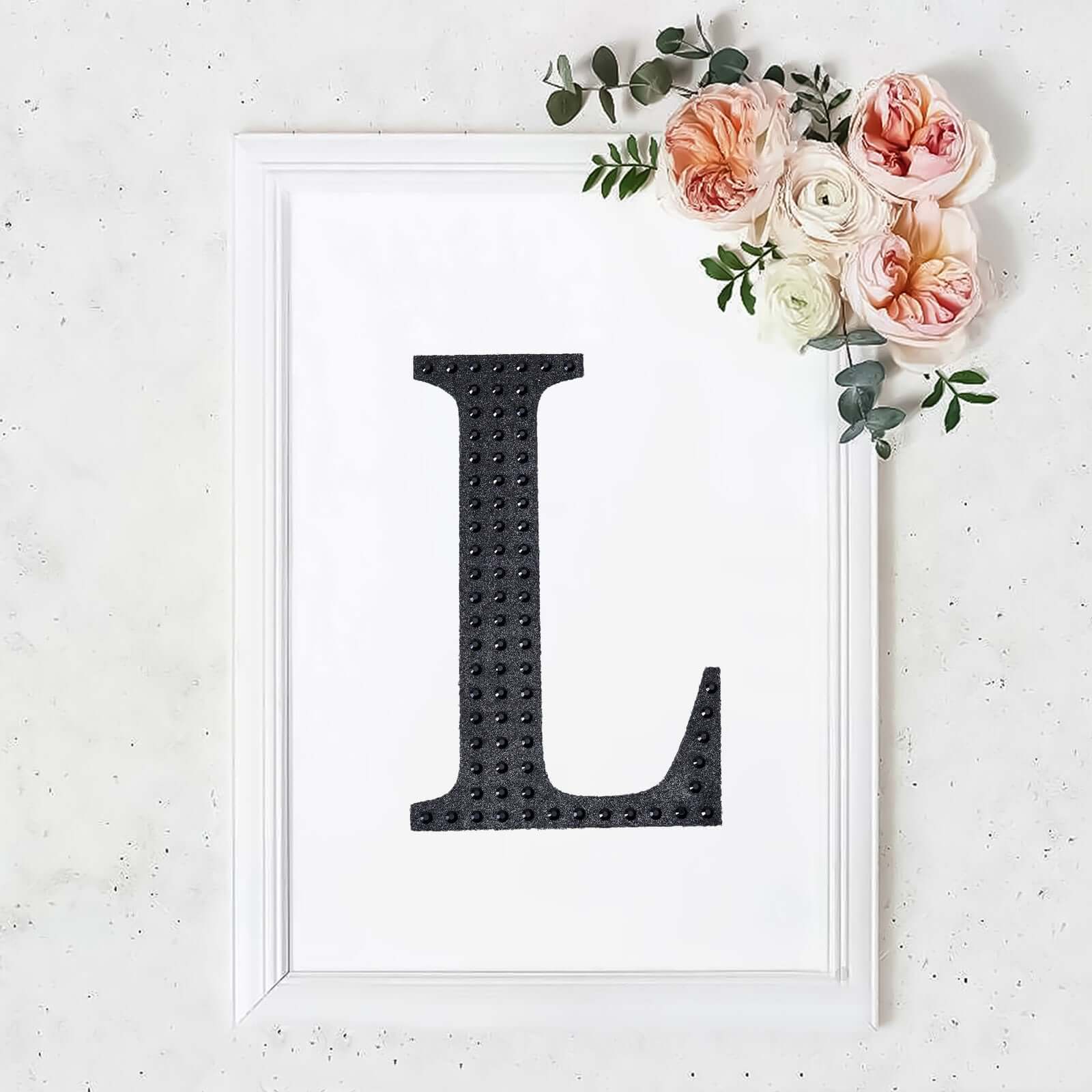 Decorative Rhinestone Alphabet "L" Letter Stickers, Glitter Adhesive Craft Letters Black DIY Sparkle Embellishments 8" - Image 10