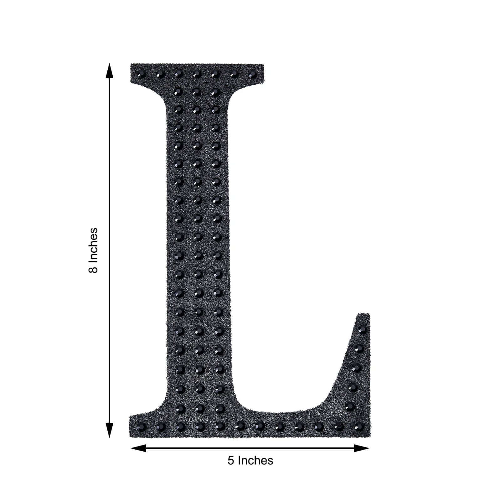 Decorative Rhinestone Alphabet "L" Letter Stickers, Glitter Adhesive Craft Letters Black DIY Sparkle Embellishments 8" - Image 3