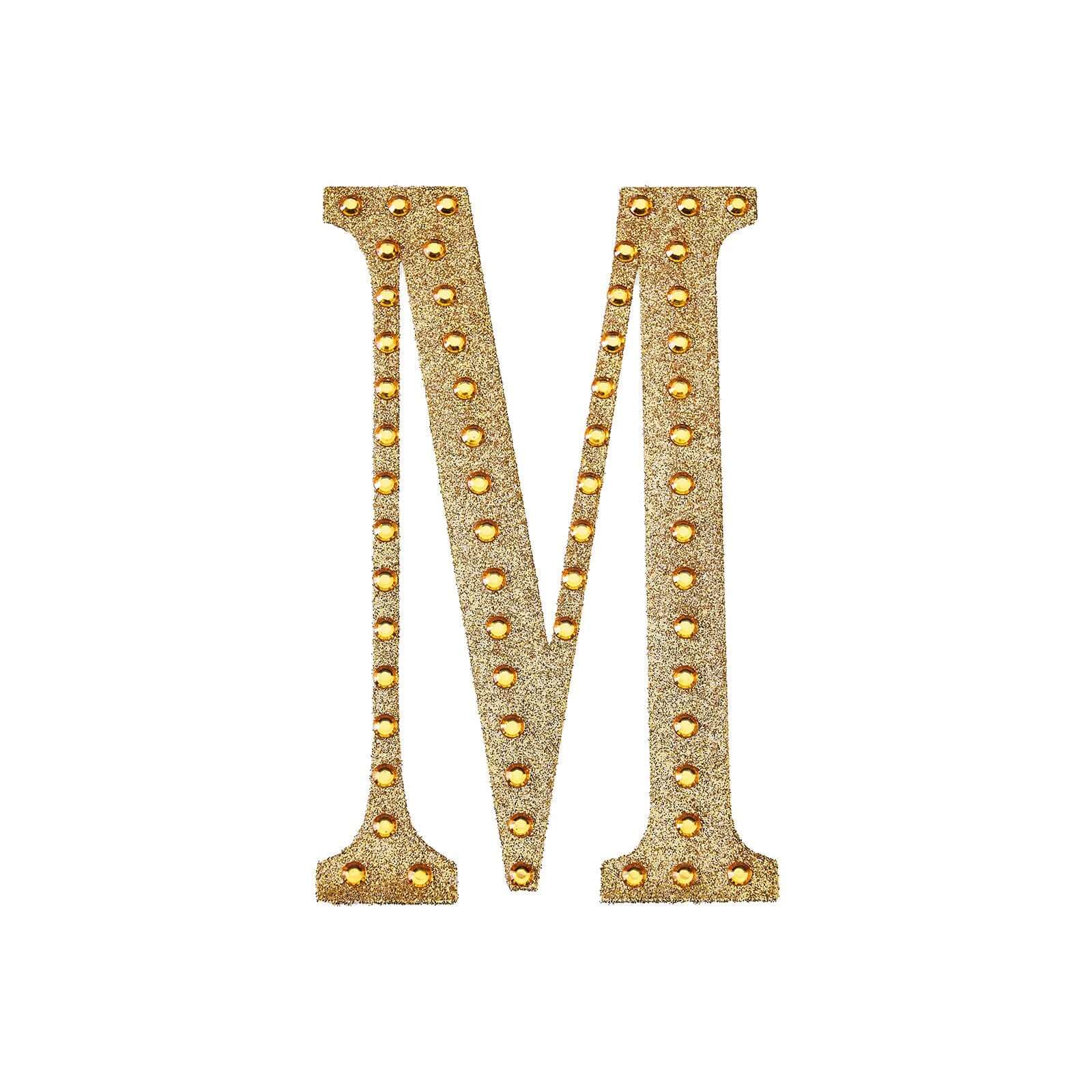 Decorative Rhinestone Alphabet "M" Letter Stickers 6", Gold Glitter Adhesive Craft Letters - DIY Sparkle Embellishments - Image 5