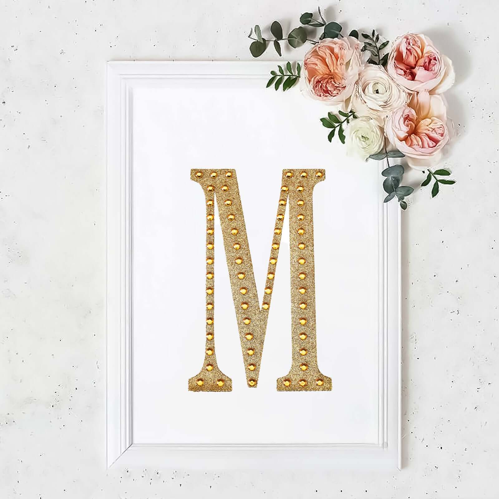 Decorative Rhinestone Alphabet "M" Letter Stickers 8", Gold Glitter Adhesive Craft Letters - DIY Sparkle Embellishments - Image 11