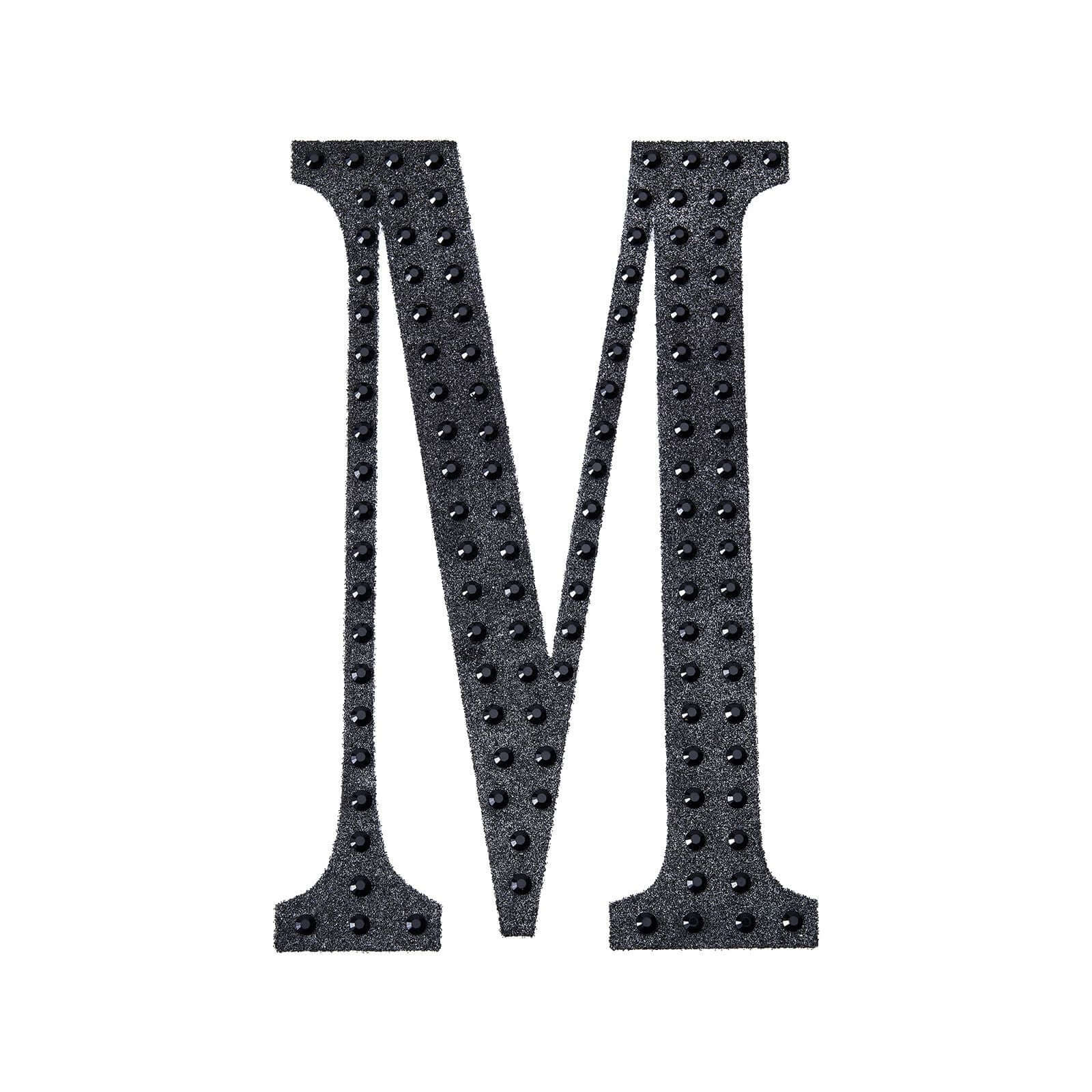 Decorative Rhinestone Alphabet "M" Letter Stickers, Glitter Adhesive Craft Letters Black DIY Sparkle Embellishments 8" - Image 6
