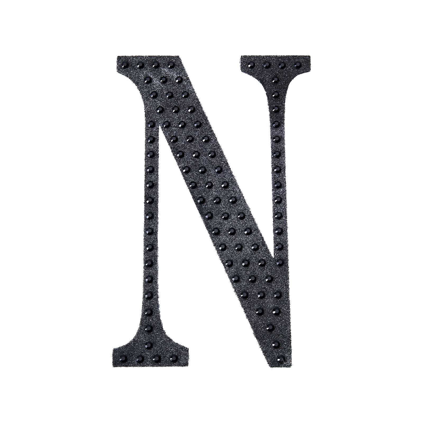 Decorative Rhinestone Alphabet "N" Letter Stickers 4", Black Glitter Adhesive Craft Letters - DIY Sparkle Embellishments - Image 6