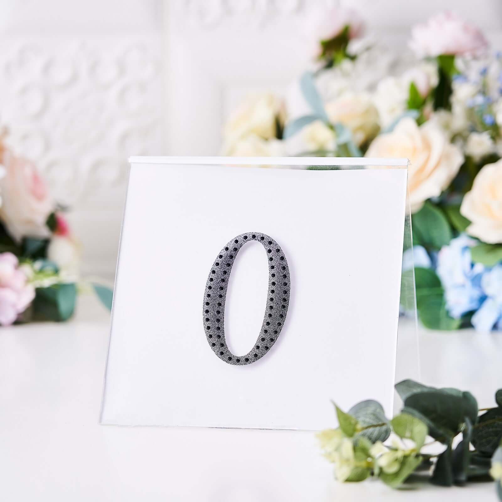 Decorative Rhinestone Alphabet "O" Letter Stickers 4", Black Glitter Adhesive Craft Letters - DIY Sparkle Embellishments