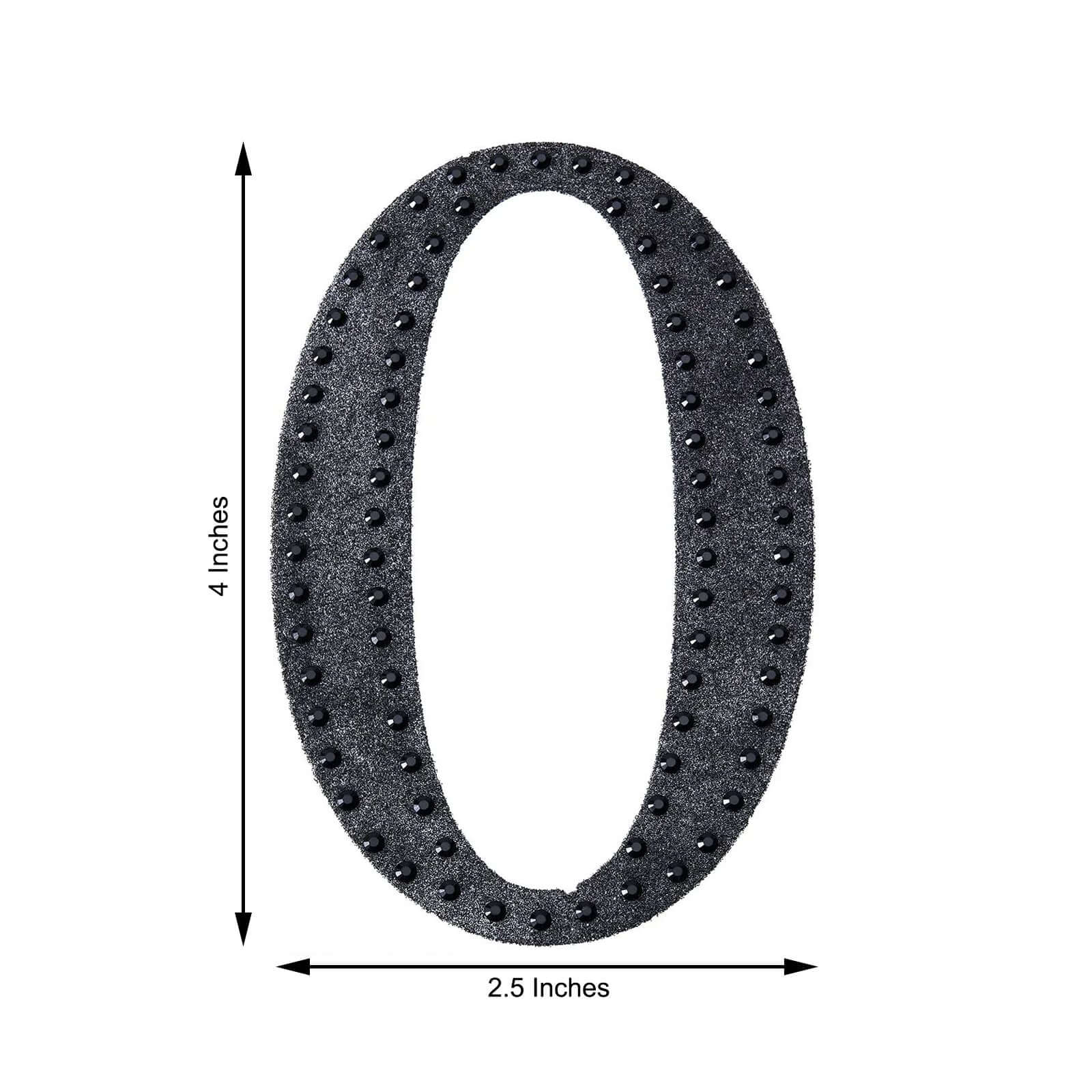 Decorative Rhinestone Alphabet "O" Letter Stickers 4", Black Glitter Adhesive Craft Letters - DIY Sparkle Embellishments - Image 3