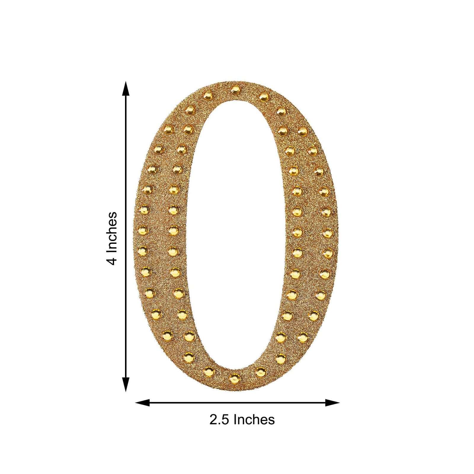 Decorative Rhinestone Alphabet "O" Letter Stickers 4", Gold Glitter Adhesive Craft Letters - DIY Sparkle Embellishments - Image 3