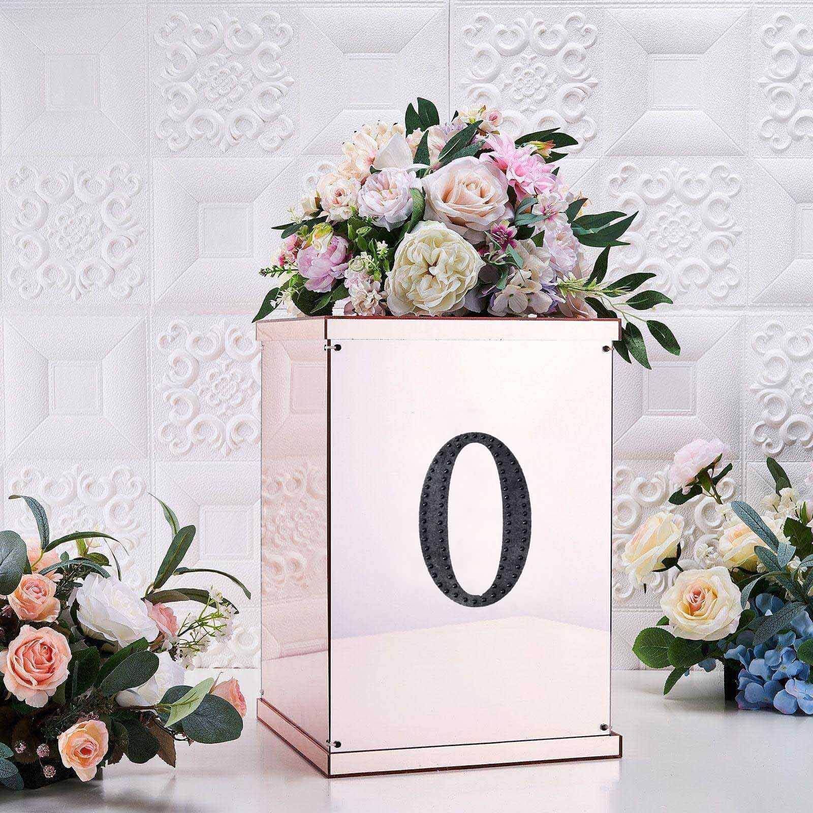 Decorative Rhinestone Alphabet "O" Letter Stickers 6", Black Glitter Adhesive Craft Letters - DIY Sparkle Embellishments