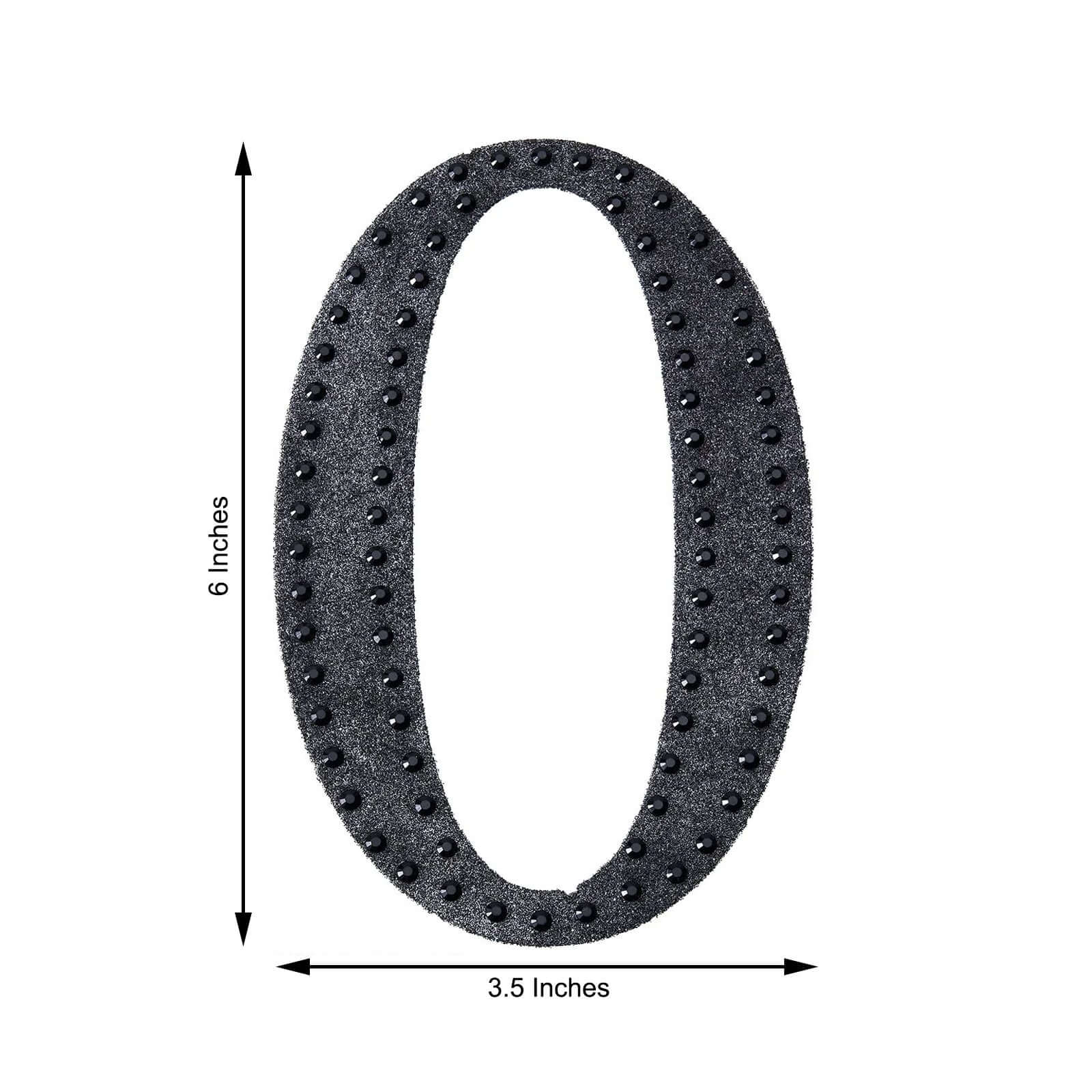 Decorative Rhinestone Alphabet "O" Letter Stickers 6", Black Glitter Adhesive Craft Letters - DIY Sparkle Embellishments - Image 3