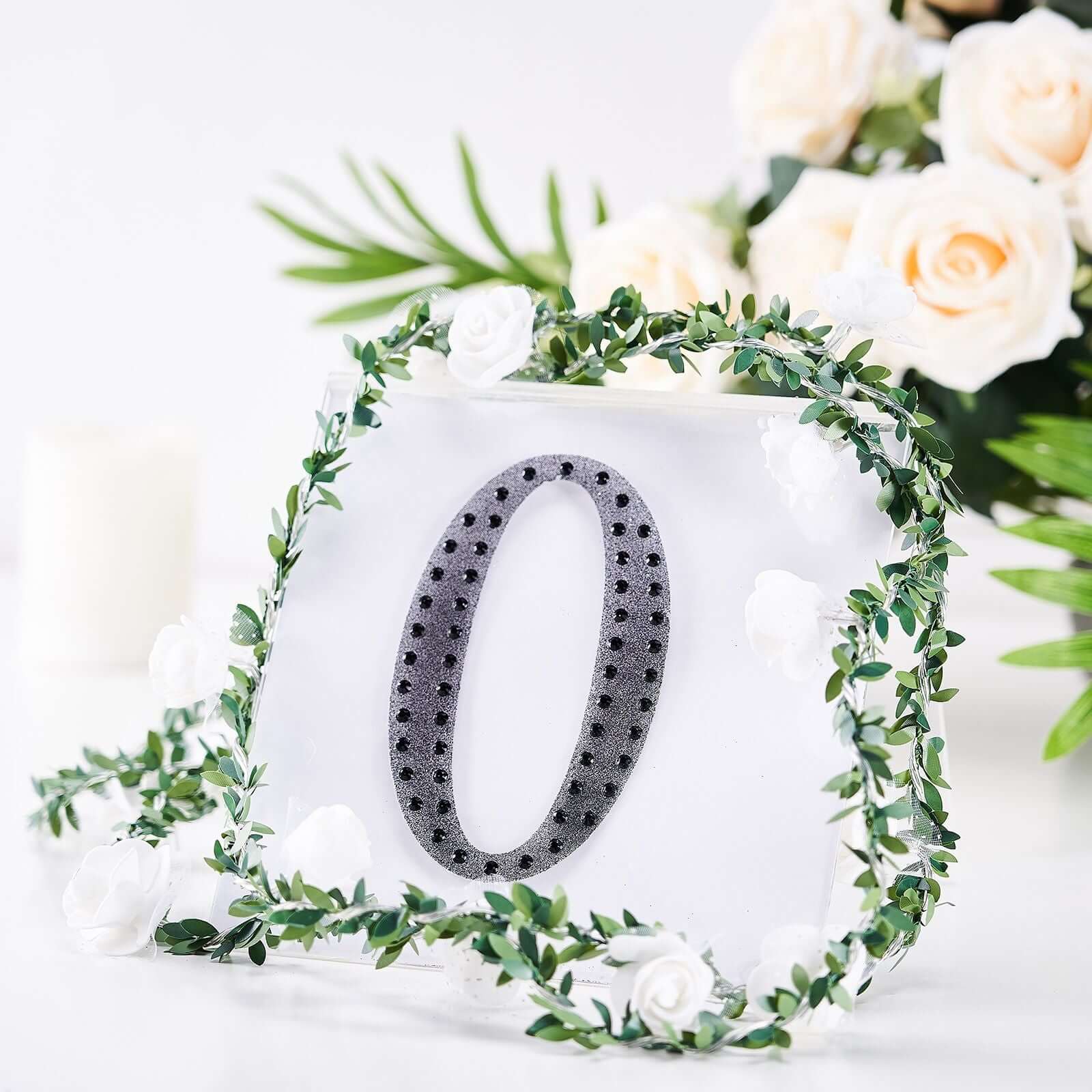 Decorative Rhinestone Alphabet "O" Letter Stickers 6", Black Glitter Adhesive Craft Letters - DIY Sparkle Embellishments - Image 7