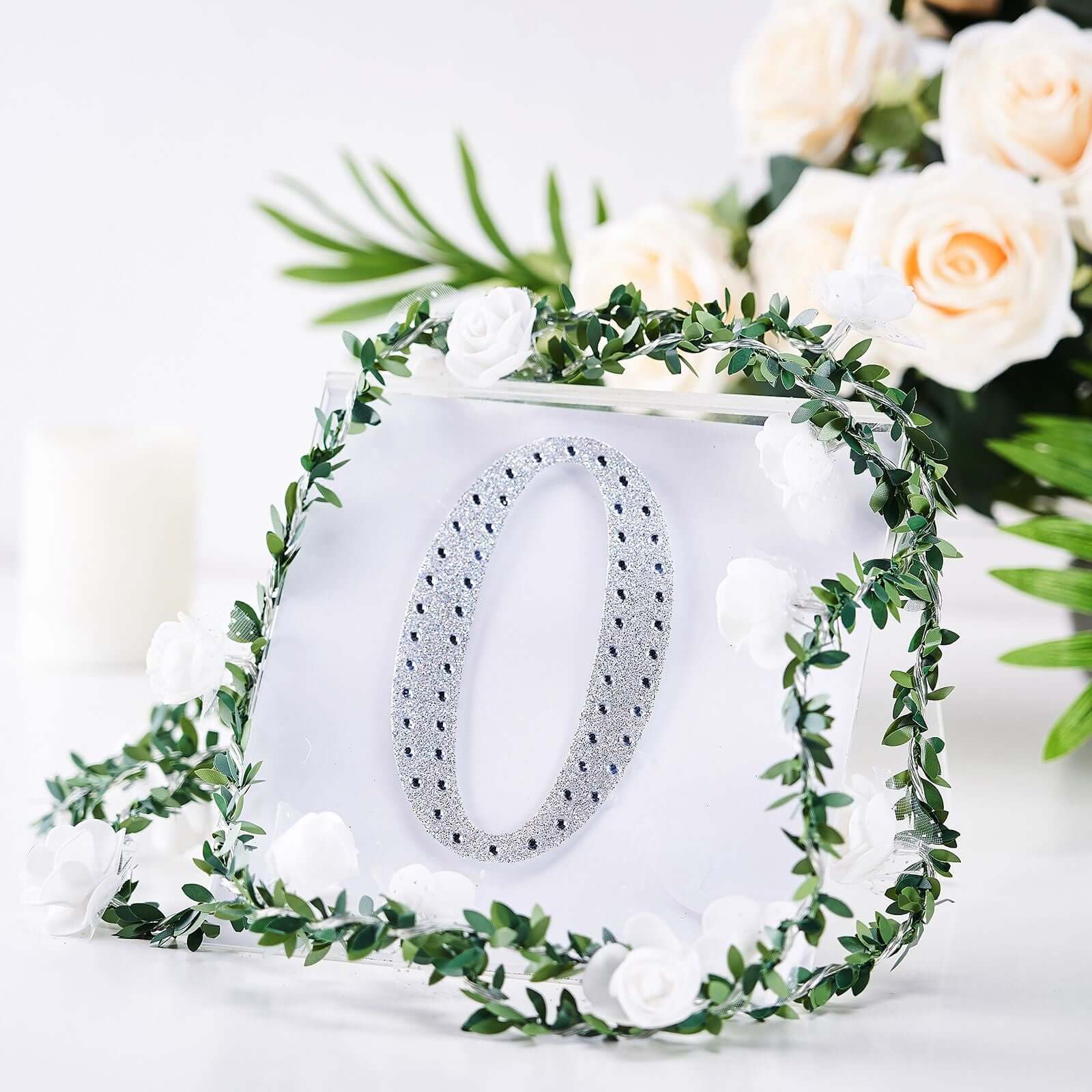 Decorative Rhinestone Alphabet "O" Letter Stickers 6", Silver Glitter Adhesive Craft Letters - DIY Sparkle Embellishments - Image 2