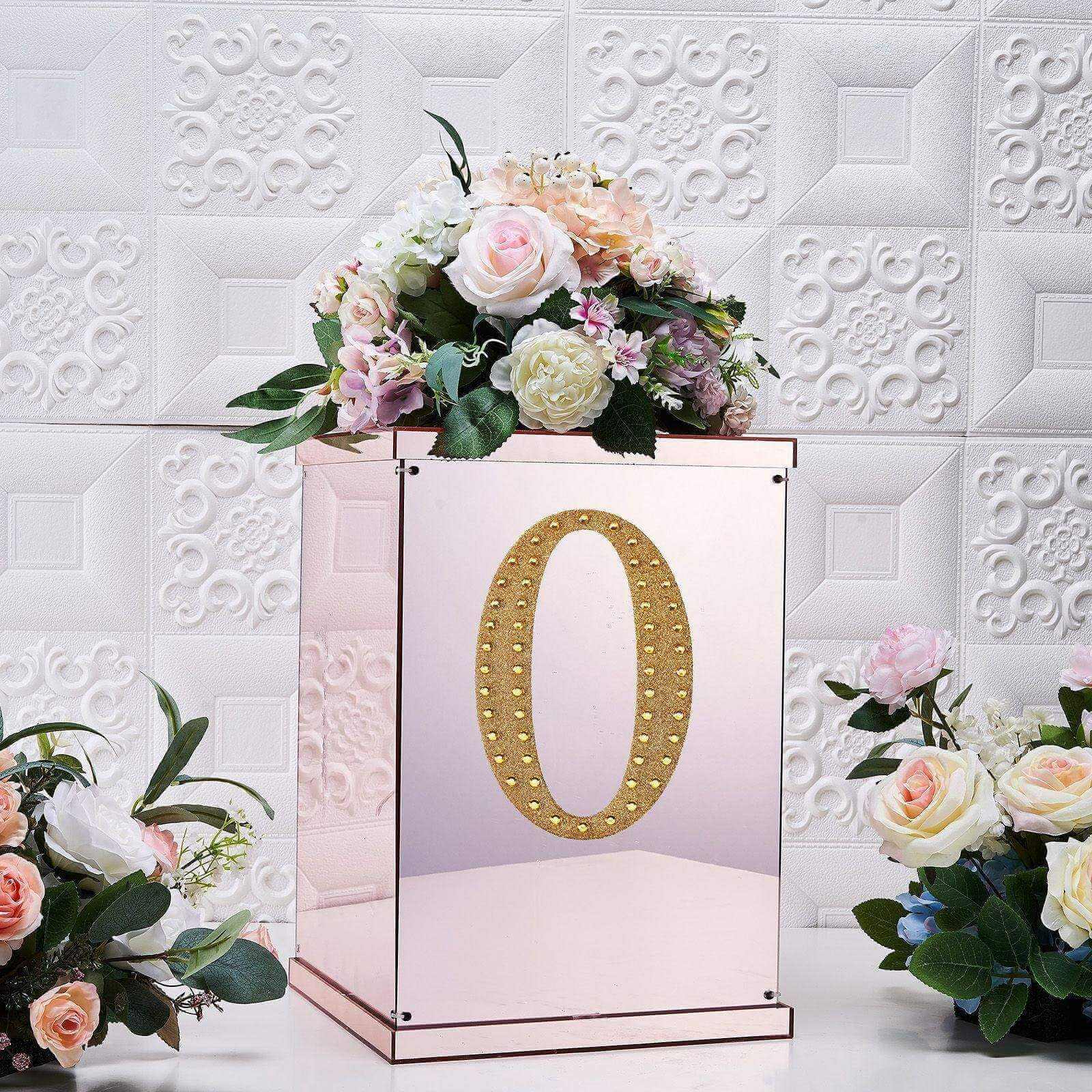 Decorative Rhinestone Alphabet "O" Letter Stickers 8", Gold Glitter Adhesive Craft Letters - DIY Sparkle Embellishments - Image 2