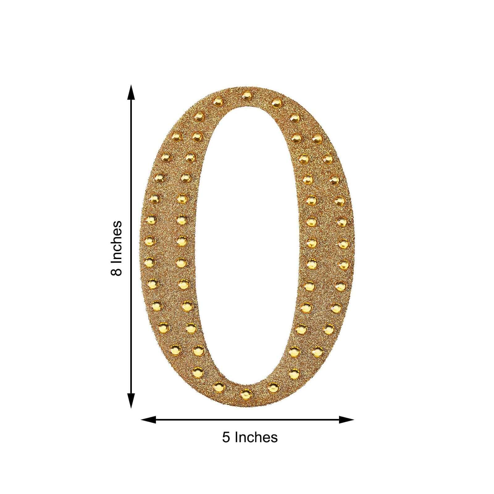 Decorative Rhinestone Alphabet "O" Letter Stickers 8", Gold Glitter Adhesive Craft Letters - DIY Sparkle Embellishments - Image 3