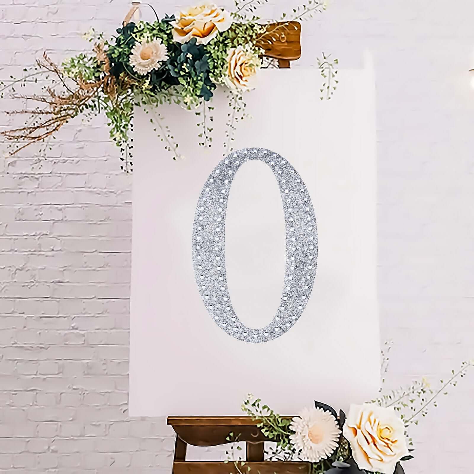 Decorative Rhinestone Alphabet "O" Letter Stickers 8", Silver Glitter Adhesive Craft Letters - DIY Sparkle Embellishments