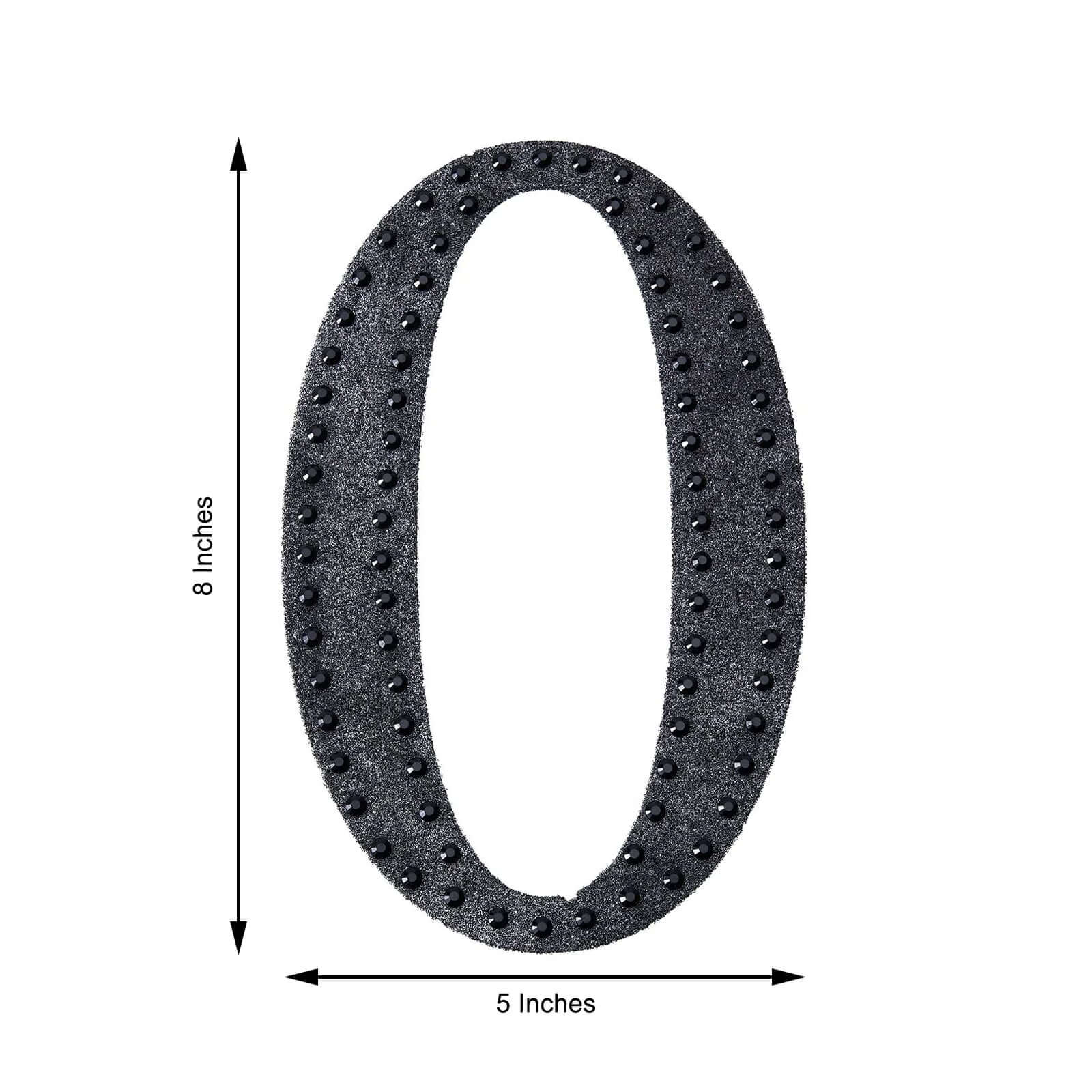 Decorative Rhinestone Alphabet "O" Letter Stickers, Glitter Adhesive Craft Letters Black DIY Sparkle Embellishments 8" - Image 3