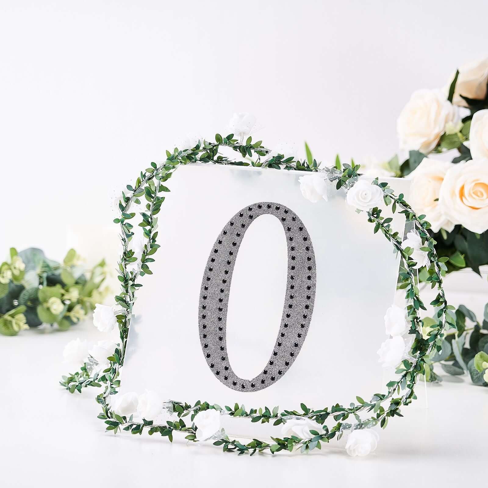 Decorative Rhinestone Alphabet "O" Letter Stickers, Glitter Adhesive Craft Letters Black DIY Sparkle Embellishments 8" - Image 7
