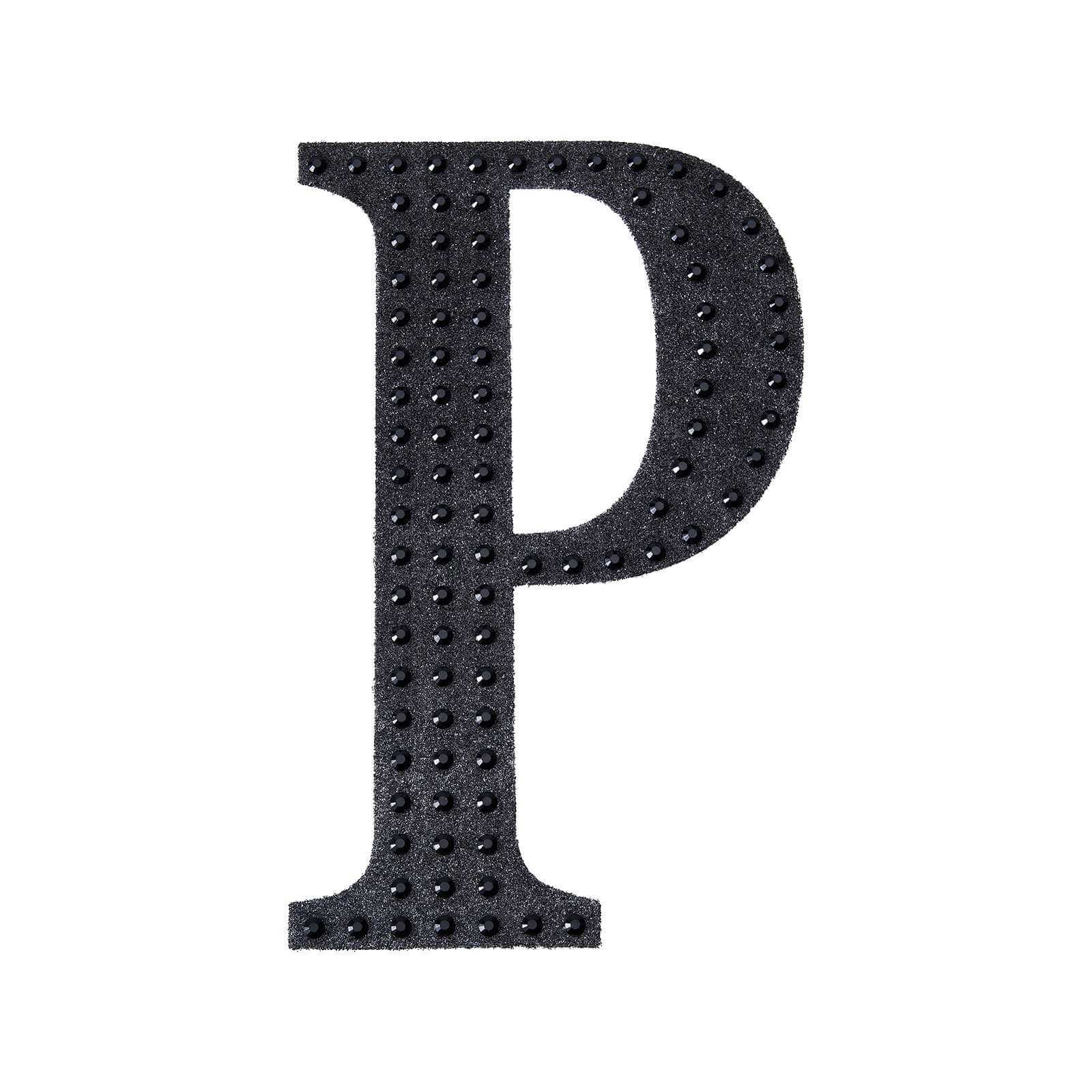 Decorative Rhinestone Alphabet "P" Letter Stickers 4", Black Glitter Adhesive Craft Letters - DIY Sparkle Embellishments - Image 5