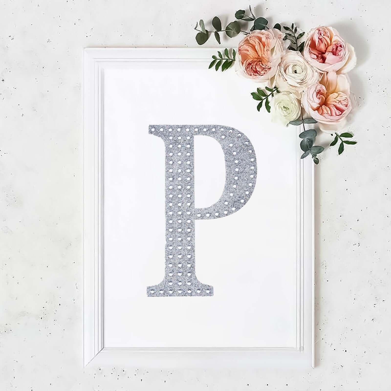 Decorative Rhinestone Alphabet "P" Letter Stickers 8", Silver Glitter Adhesive Craft Letters - DIY Sparkle Embellishments - Image 11