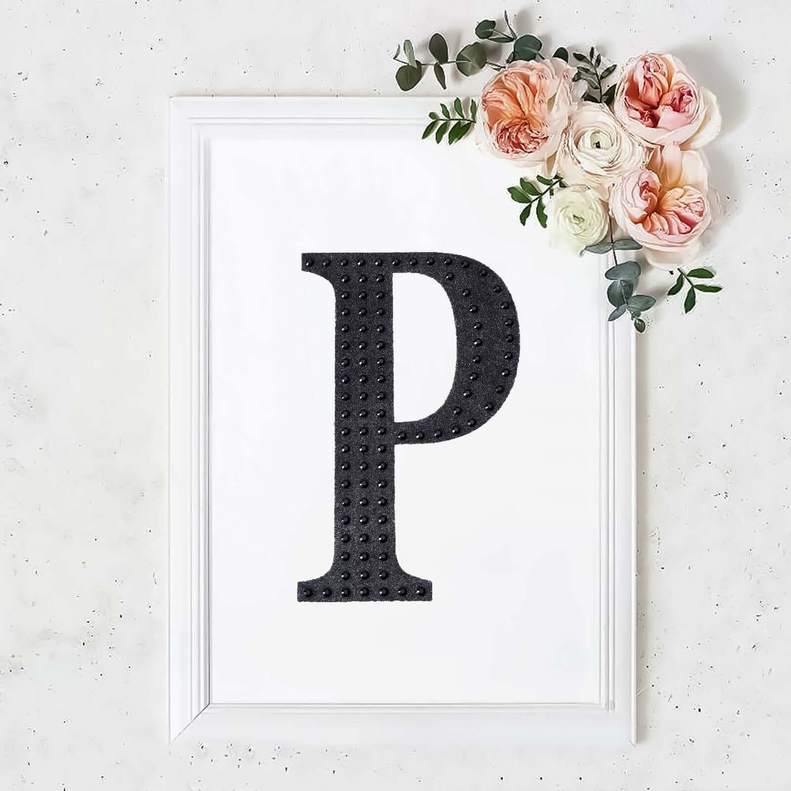 Decorative Rhinestone Alphabet "P" Letter Stickers, Glitter Adhesive Craft Letters Black DIY Sparkle Embellishments 8" - Image 10