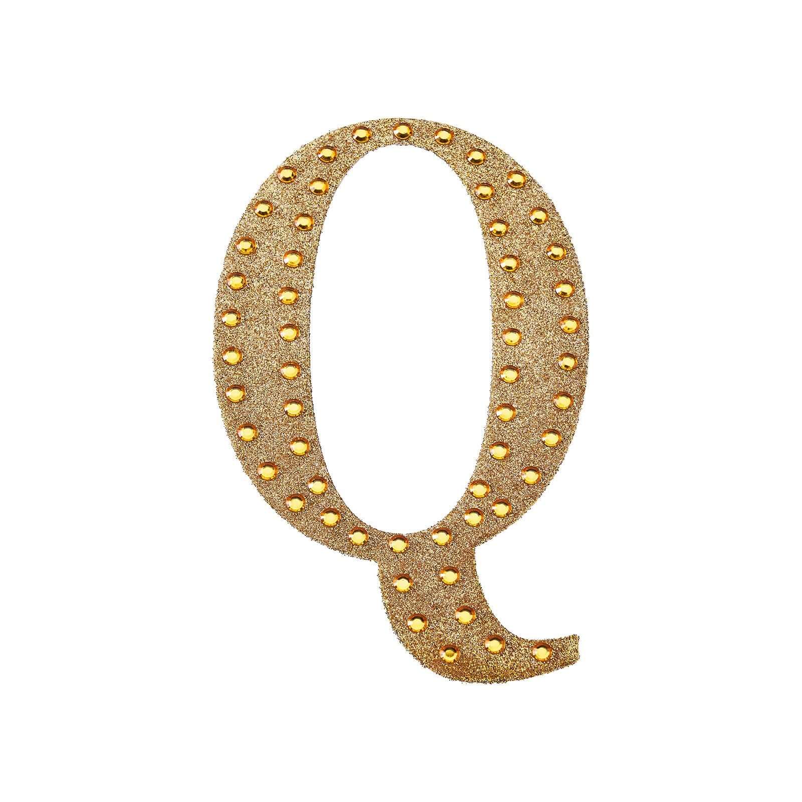 Decorative Rhinestone Alphabet "Q" Letter Stickers 8", Gold Glitter Adhesive Craft Letters - DIY Sparkle Embellishments - Image 6