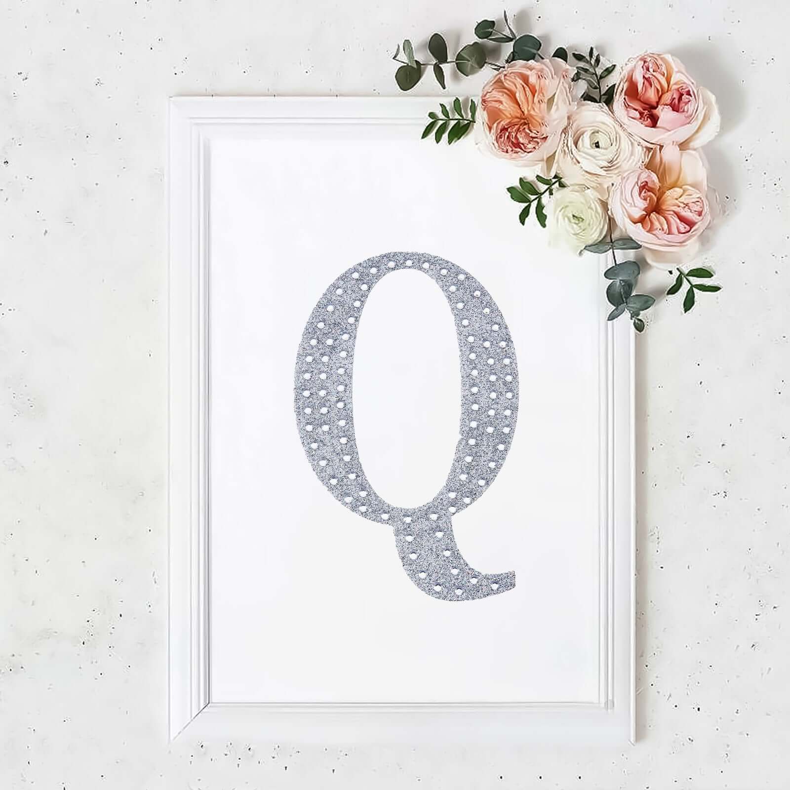 Decorative Rhinestone Alphabet "Q" Letter Stickers 8", Silver Glitter Adhesive Craft Letters - DIY Sparkle Embellishments - Image 11