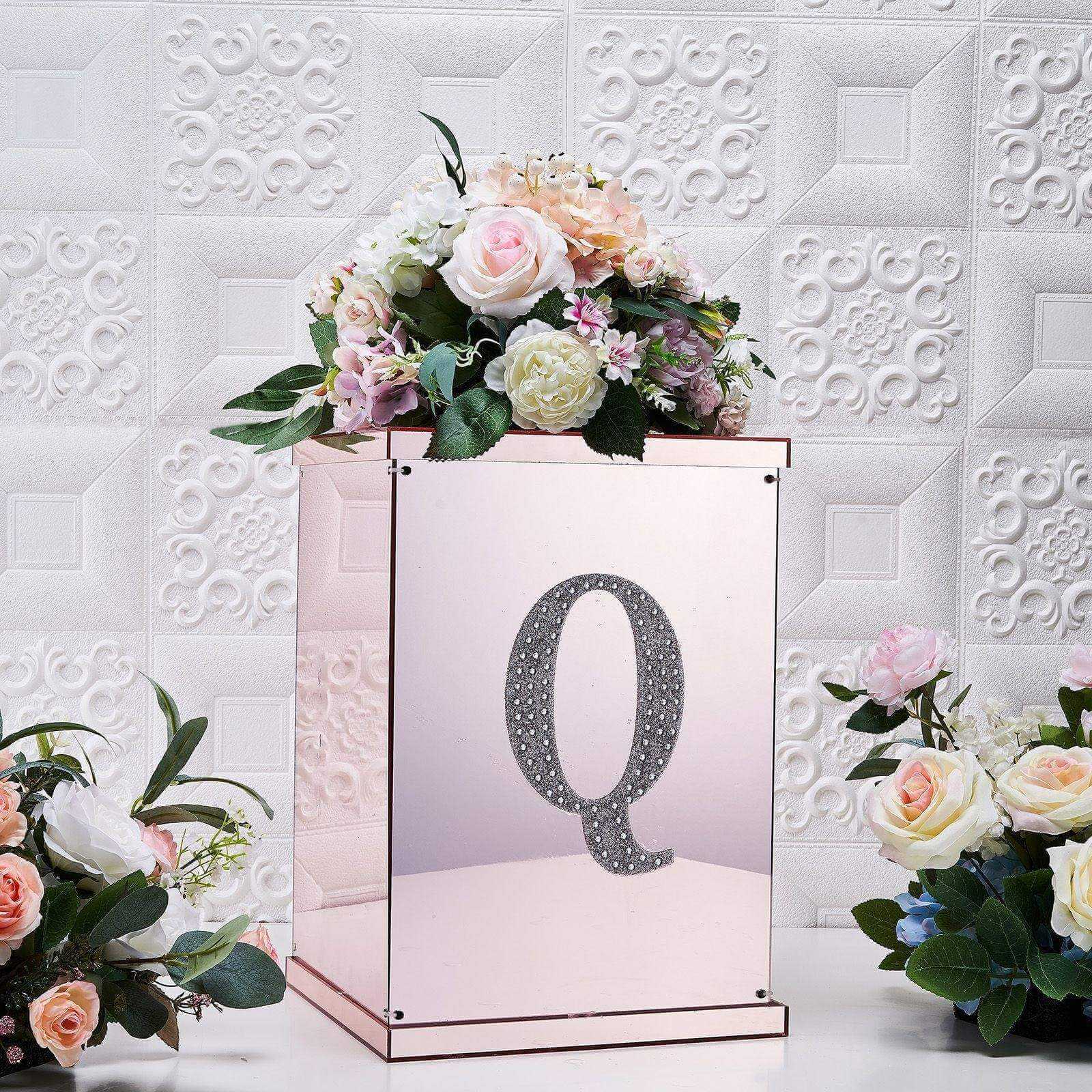 Decorative Rhinestone Alphabet "Q" Letter Stickers 8", Silver Glitter Adhesive Craft Letters - DIY Sparkle Embellishments - Image 2