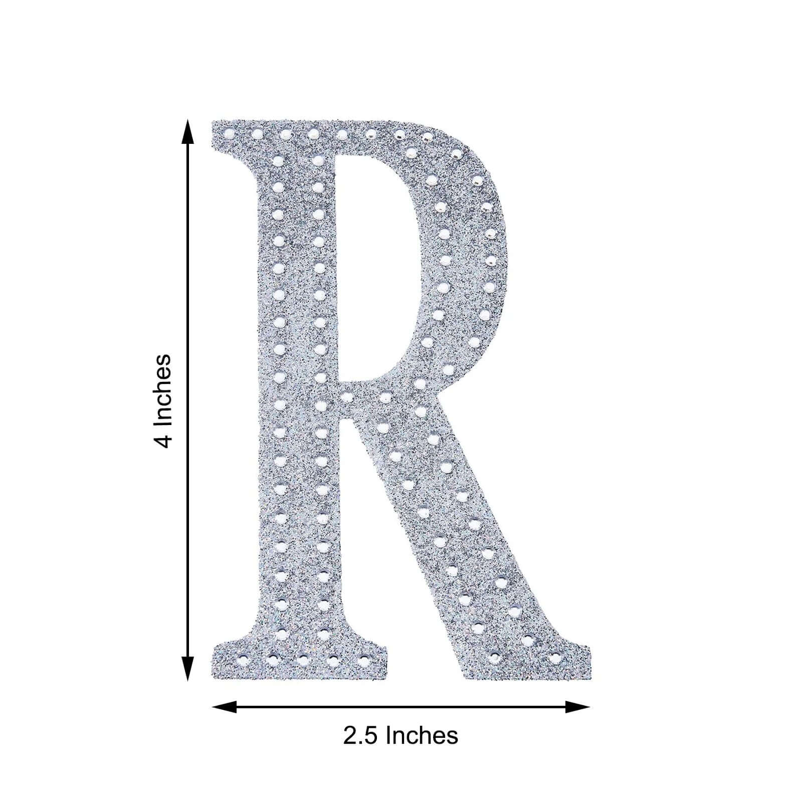 Decorative Rhinestone Alphabet "R" Letter Stickers 4", Silver Glitter Adhesive Craft Letters - DIY Sparkle Embellishments - Image 3