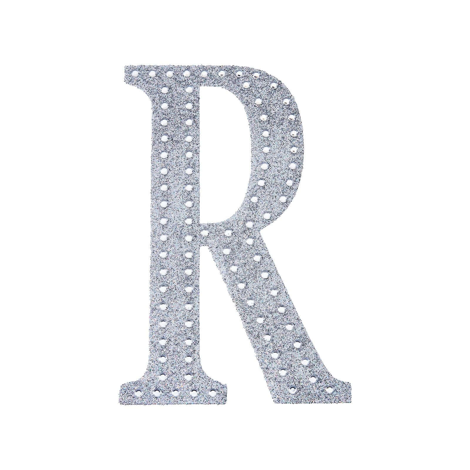 Decorative Rhinestone Alphabet "R" Letter Stickers 4", Silver Glitter Adhesive Craft Letters - DIY Sparkle Embellishments - Image 6