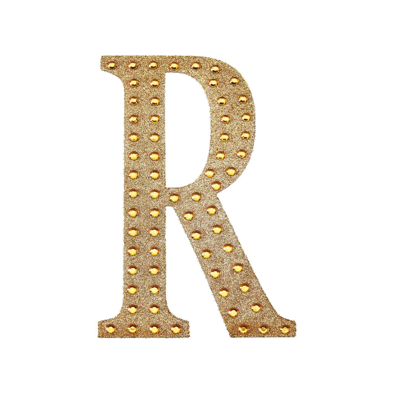 Decorative Rhinestone Alphabet "R" Letter Stickers 6", Gold Glitter Adhesive Craft Letters - DIY Sparkle Embellishments - Image 6