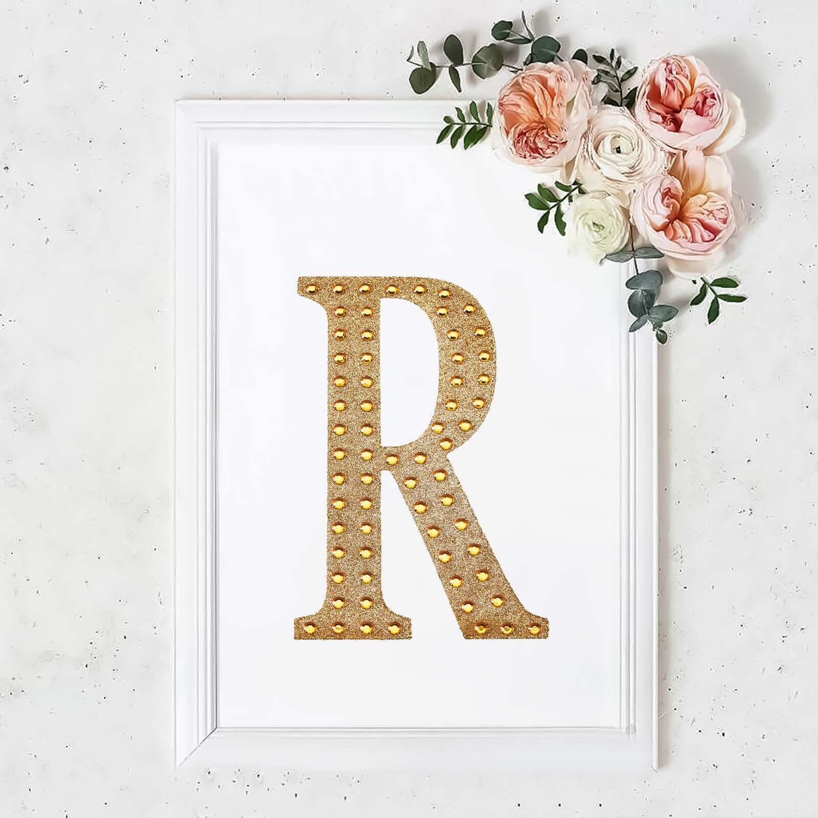 Decorative Rhinestone Alphabet "R" Letter Stickers 8", Gold Glitter Adhesive Craft Letters - DIY Sparkle Embellishments - Image 11