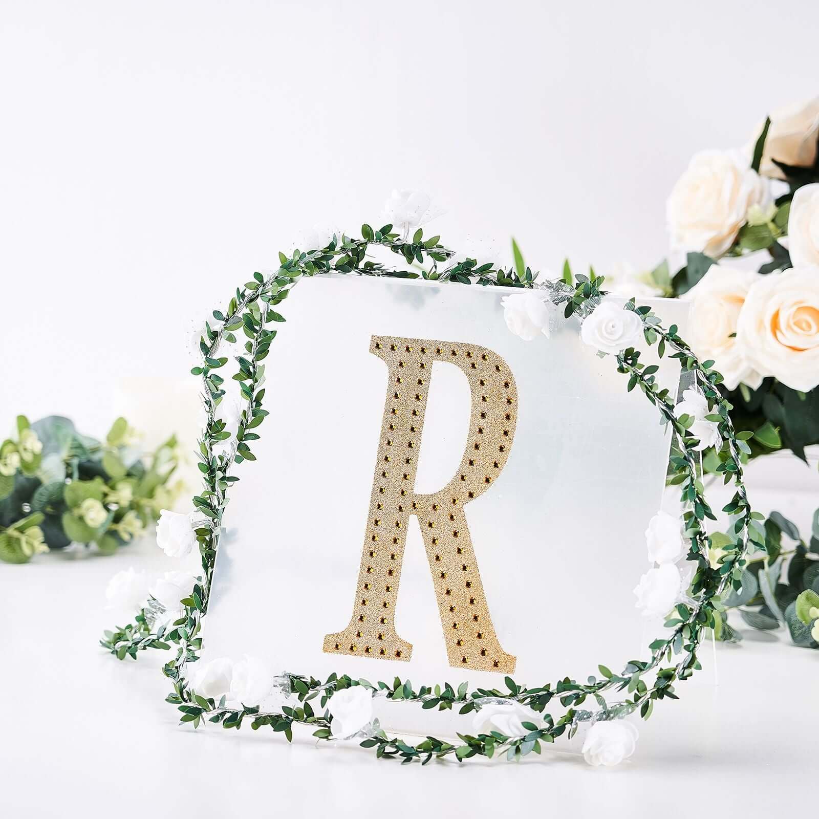 Decorative Rhinestone Alphabet "R" Letter Stickers 8", Gold Glitter Adhesive Craft Letters - DIY Sparkle Embellishments - Image 7