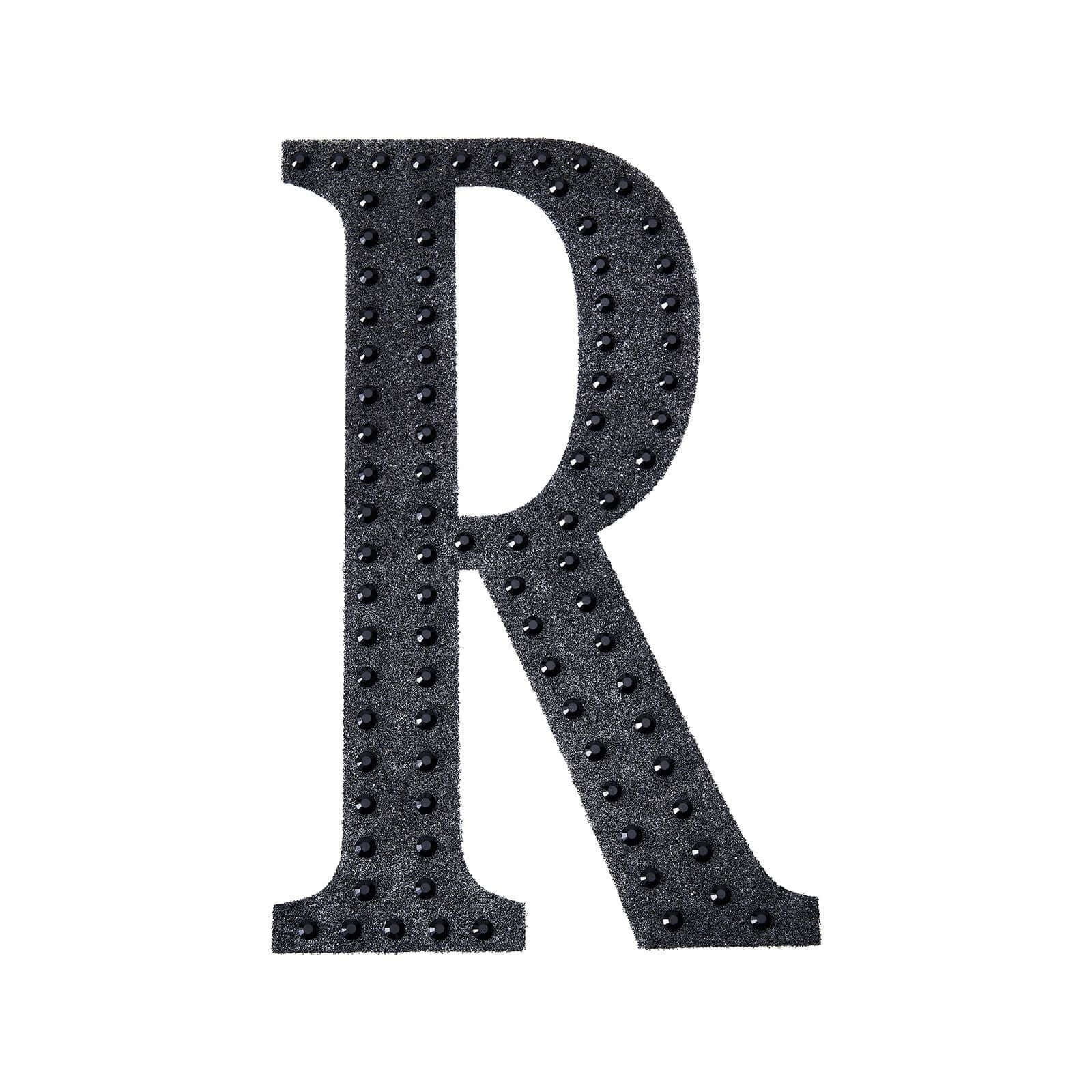Decorative Rhinestone Alphabet "R" Letter Stickers, Glitter Adhesive Craft Letters Black DIY Sparkle Embellishments 8" - Image 5