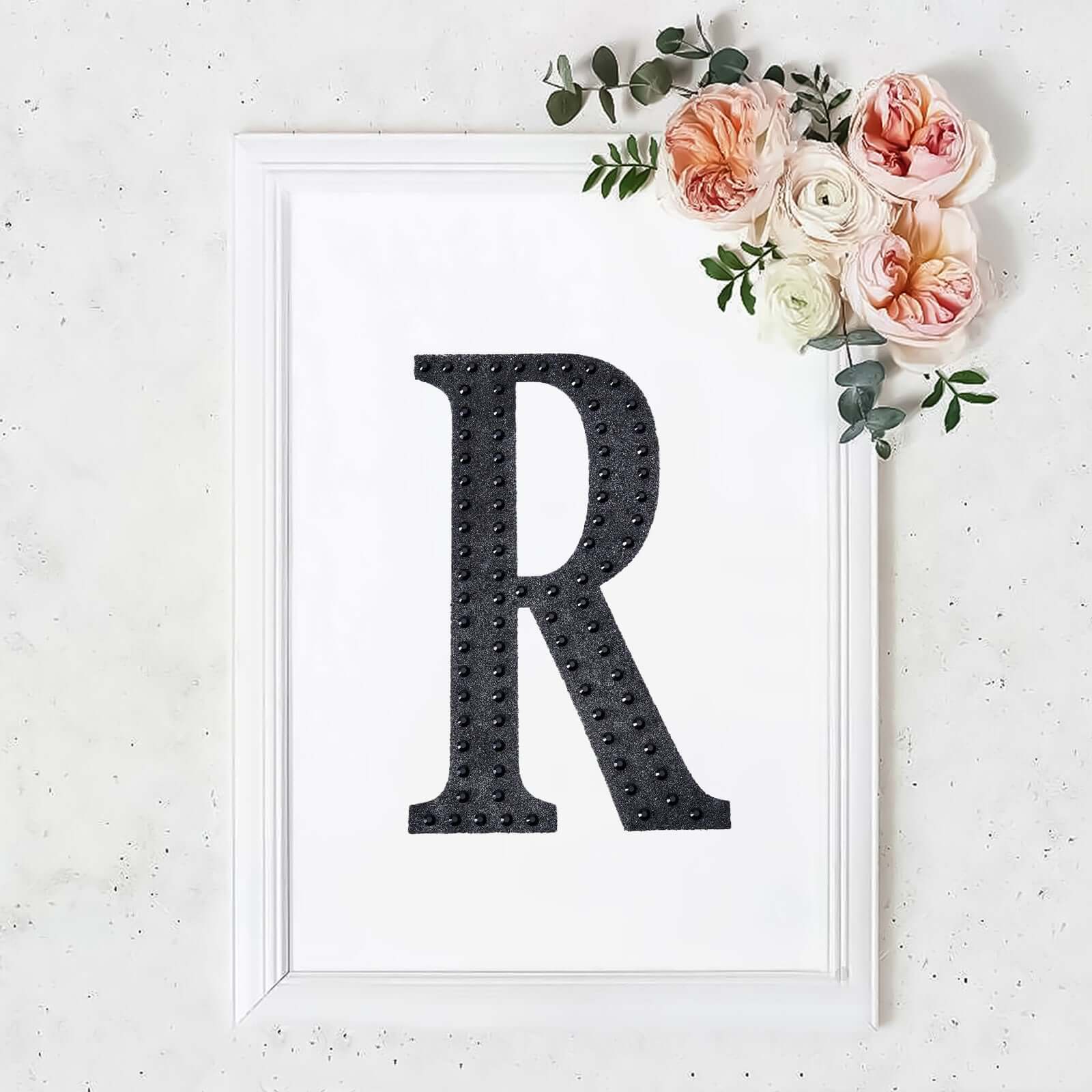 Decorative Rhinestone Alphabet "R" Letter Stickers, Glitter Adhesive Craft Letters Black DIY Sparkle Embellishments 8" - Image 9