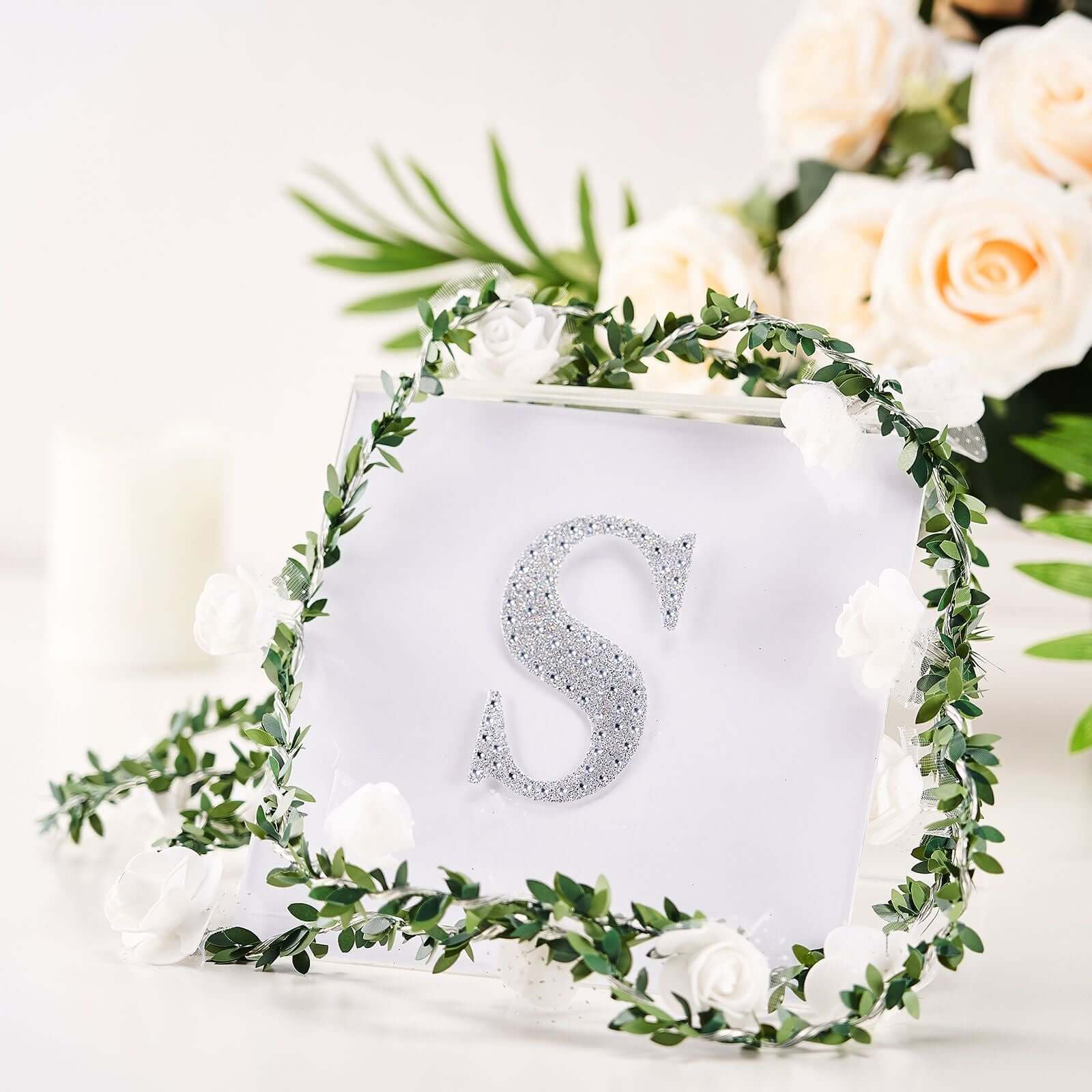Decorative Rhinestone Alphabet "S" Letter Stickers 4", Silver Glitter Adhesive Craft Letters - DIY Sparkle Embellishments - Image 2