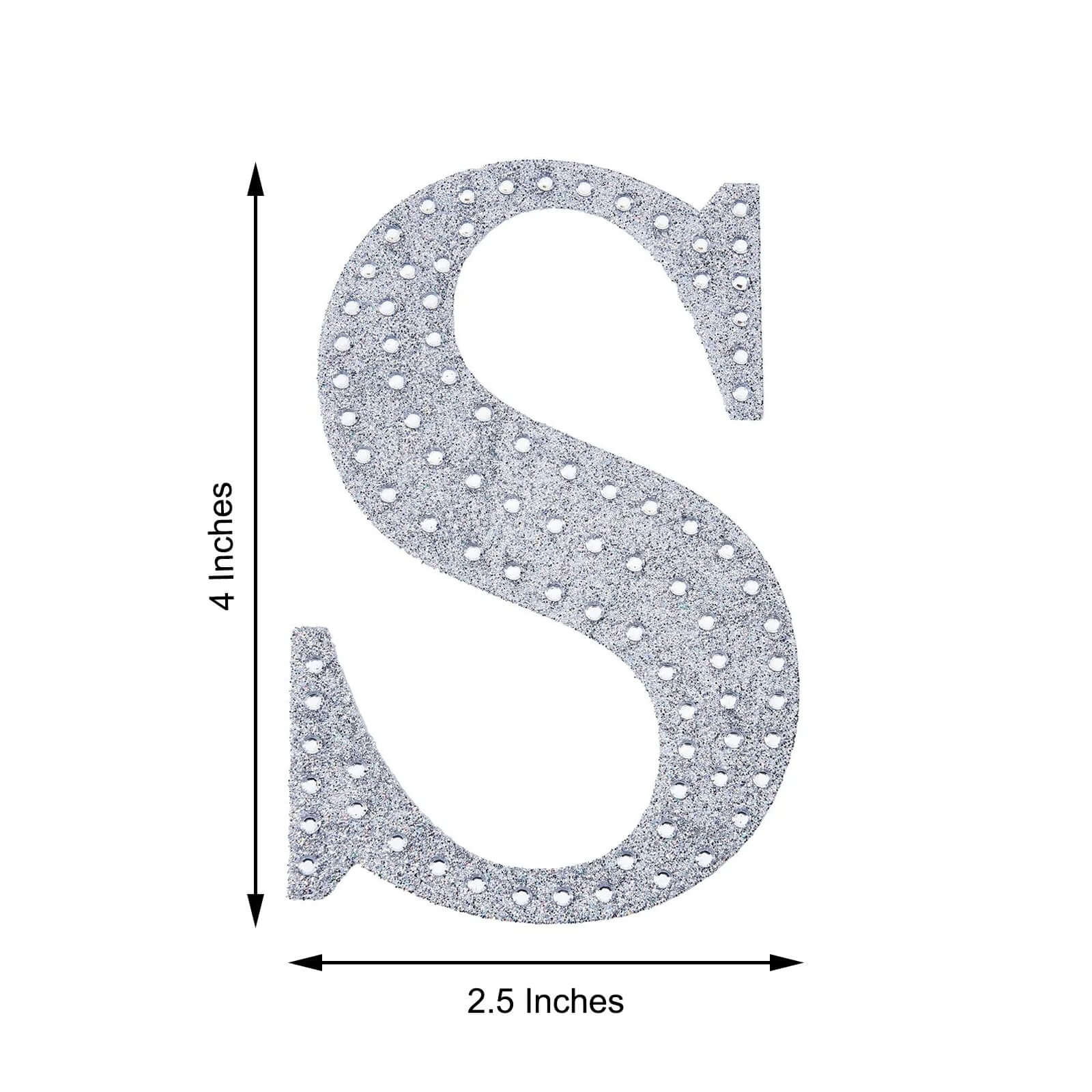 Decorative Rhinestone Alphabet "S" Letter Stickers 4", Silver Glitter Adhesive Craft Letters - DIY Sparkle Embellishments - Image 3